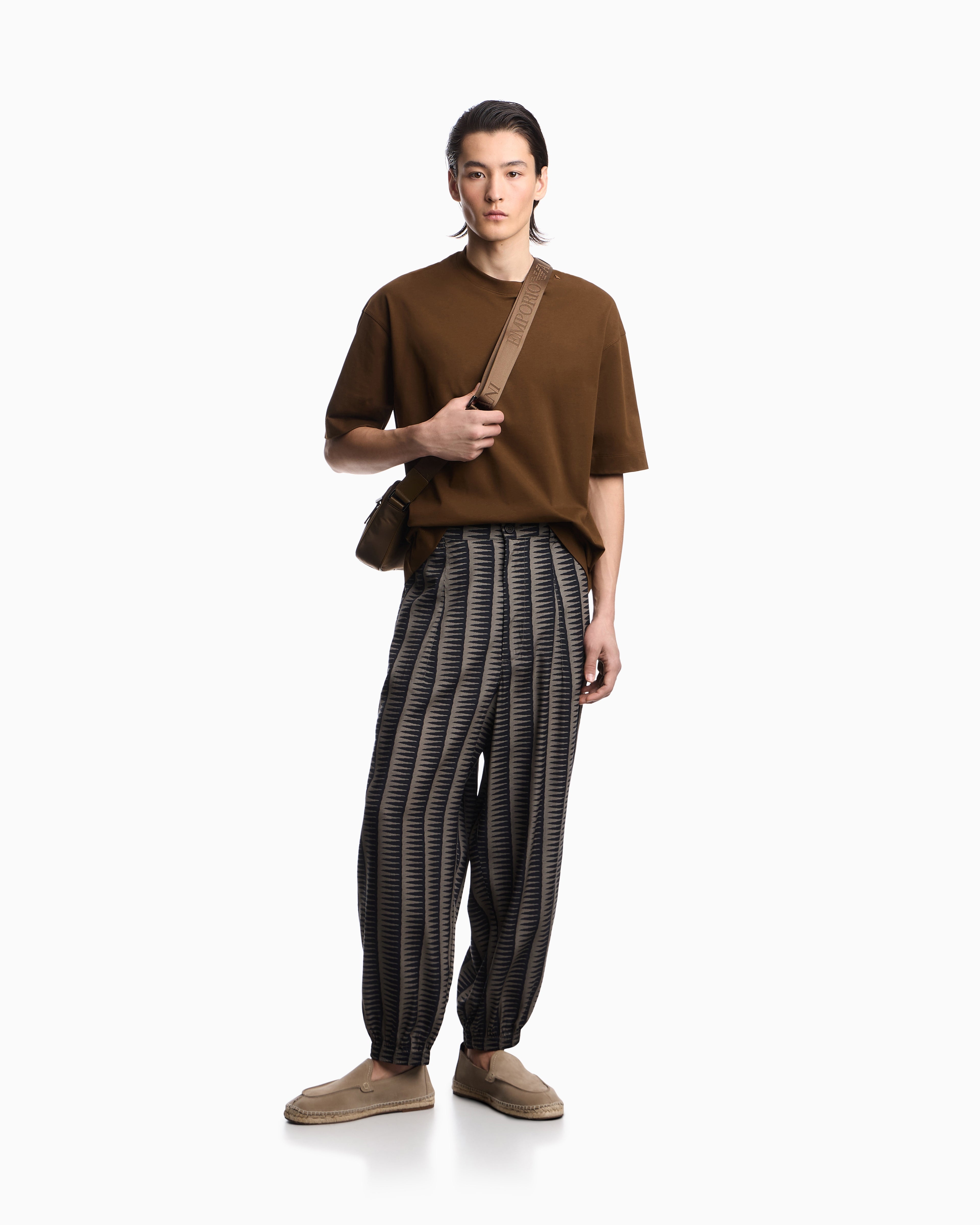 Emporio Armani Oversized heavy jersey T-shirt with micro eagle embroidery