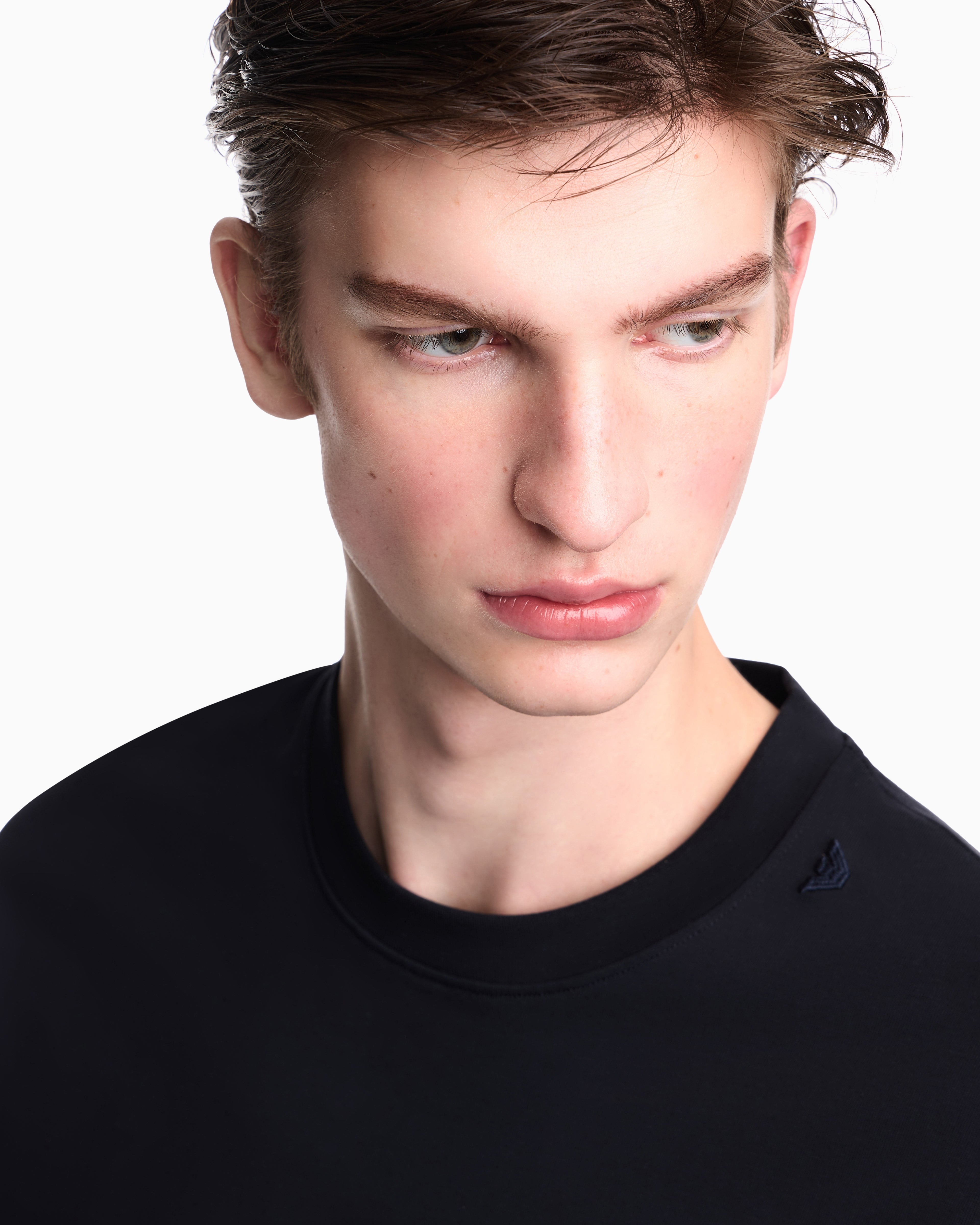 Emporio Armani Oversized heavy jersey T-shirt with micro eagle embroidery
