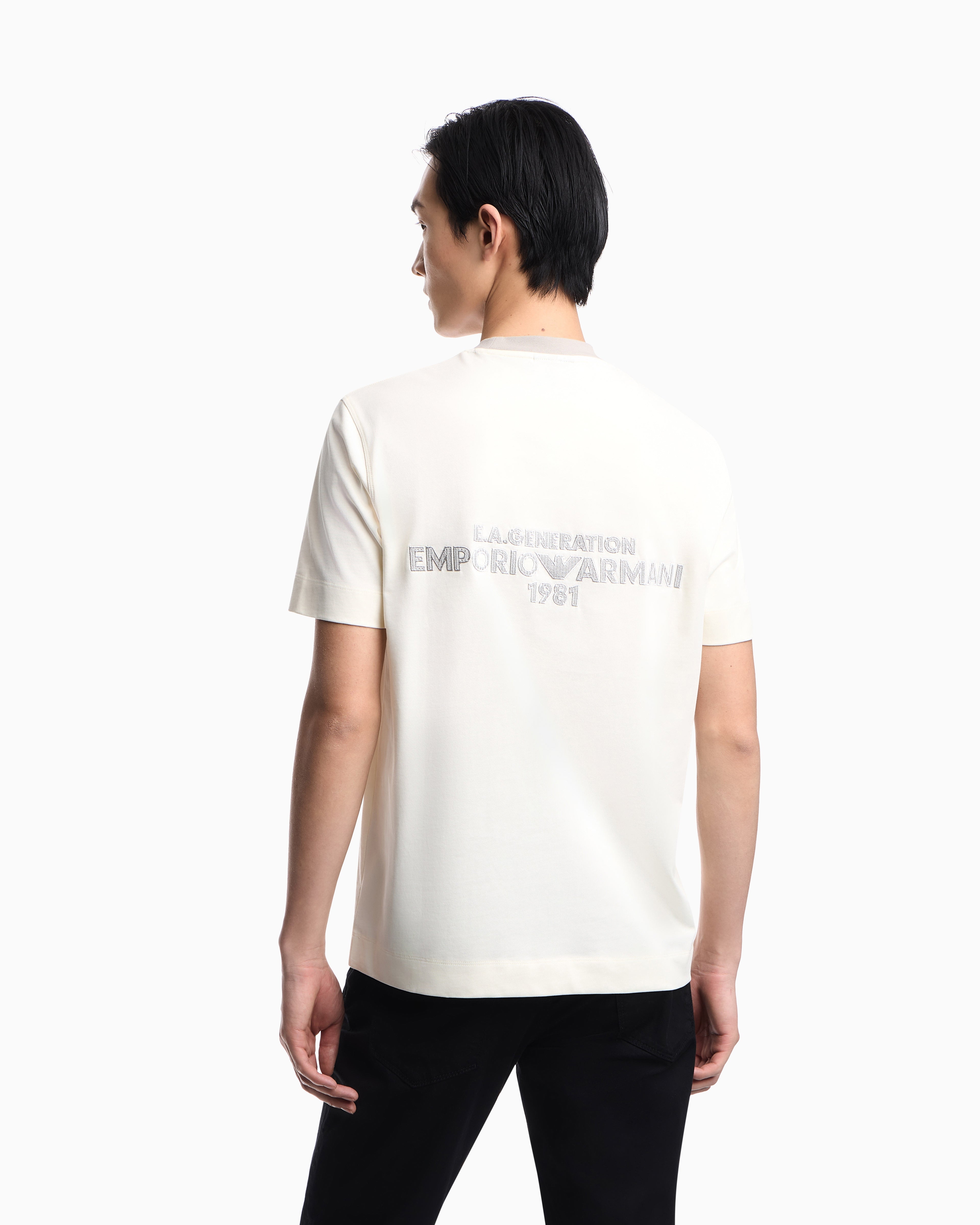 Emporio Armani Heavy jersey T-shirt with EA Generation embroidery