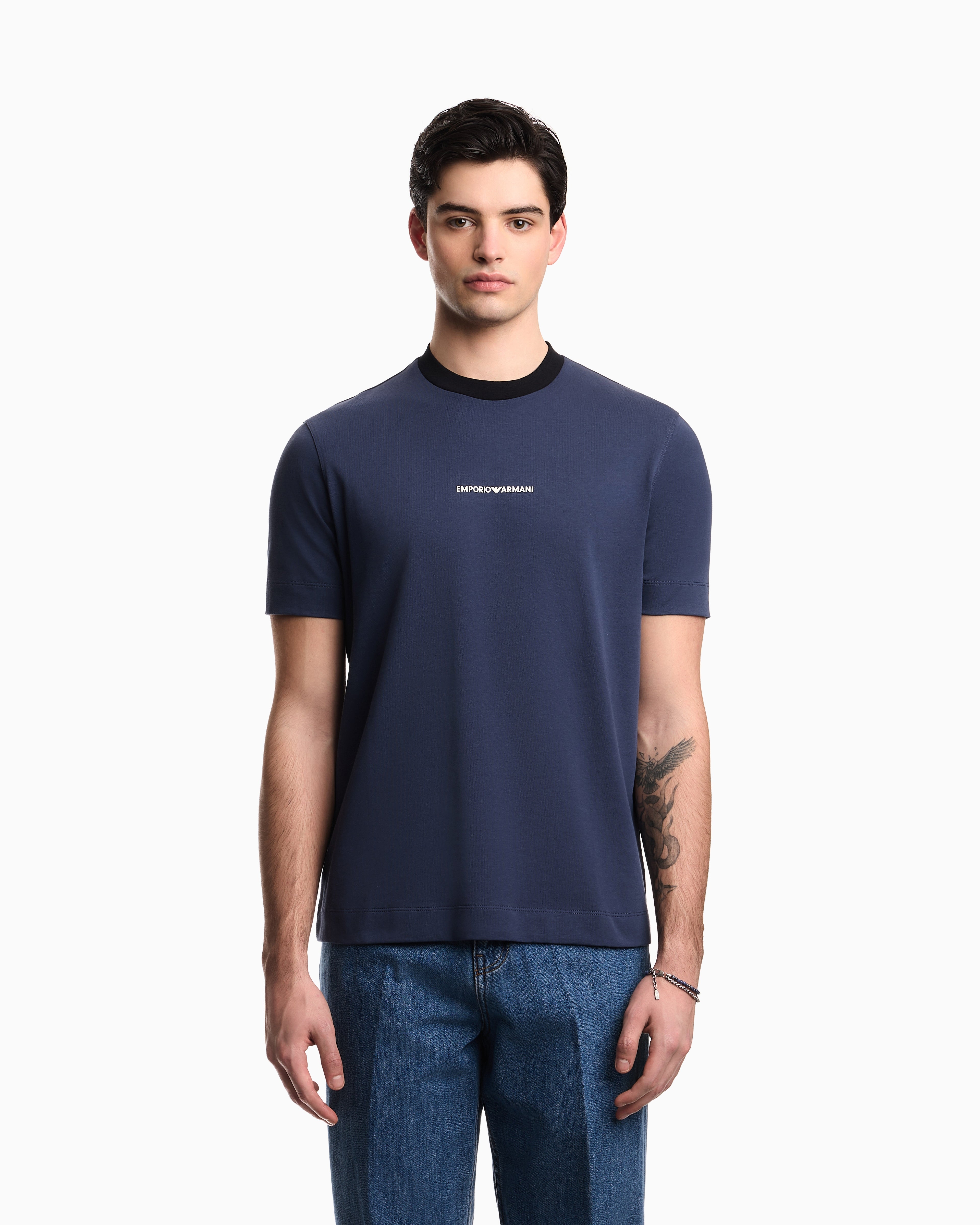 Emporio Armani Heavy jersey T-shirt with EA Generation embroidery