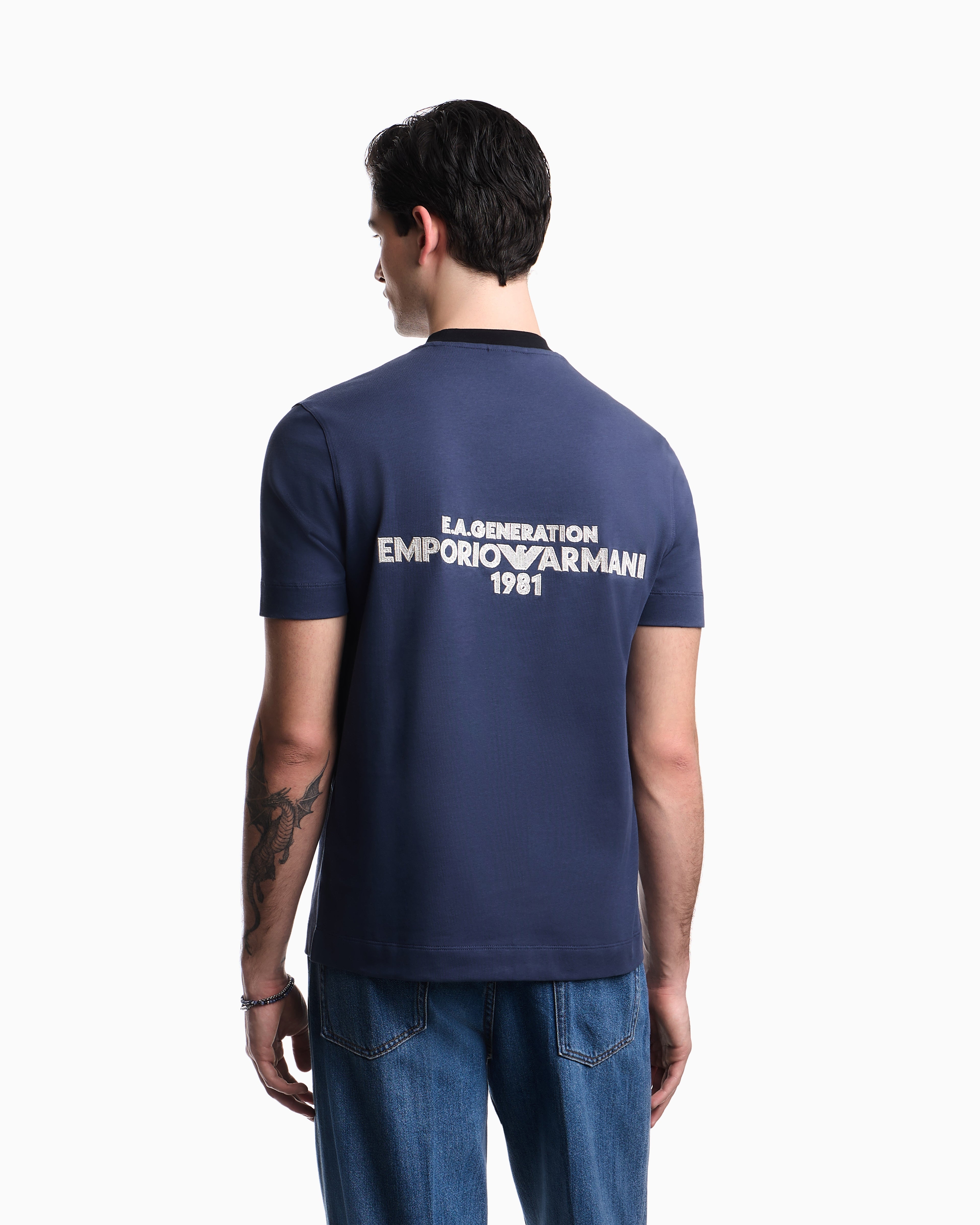 Emporio Armani Heavy jersey T-shirt with EA Generation embroidery
