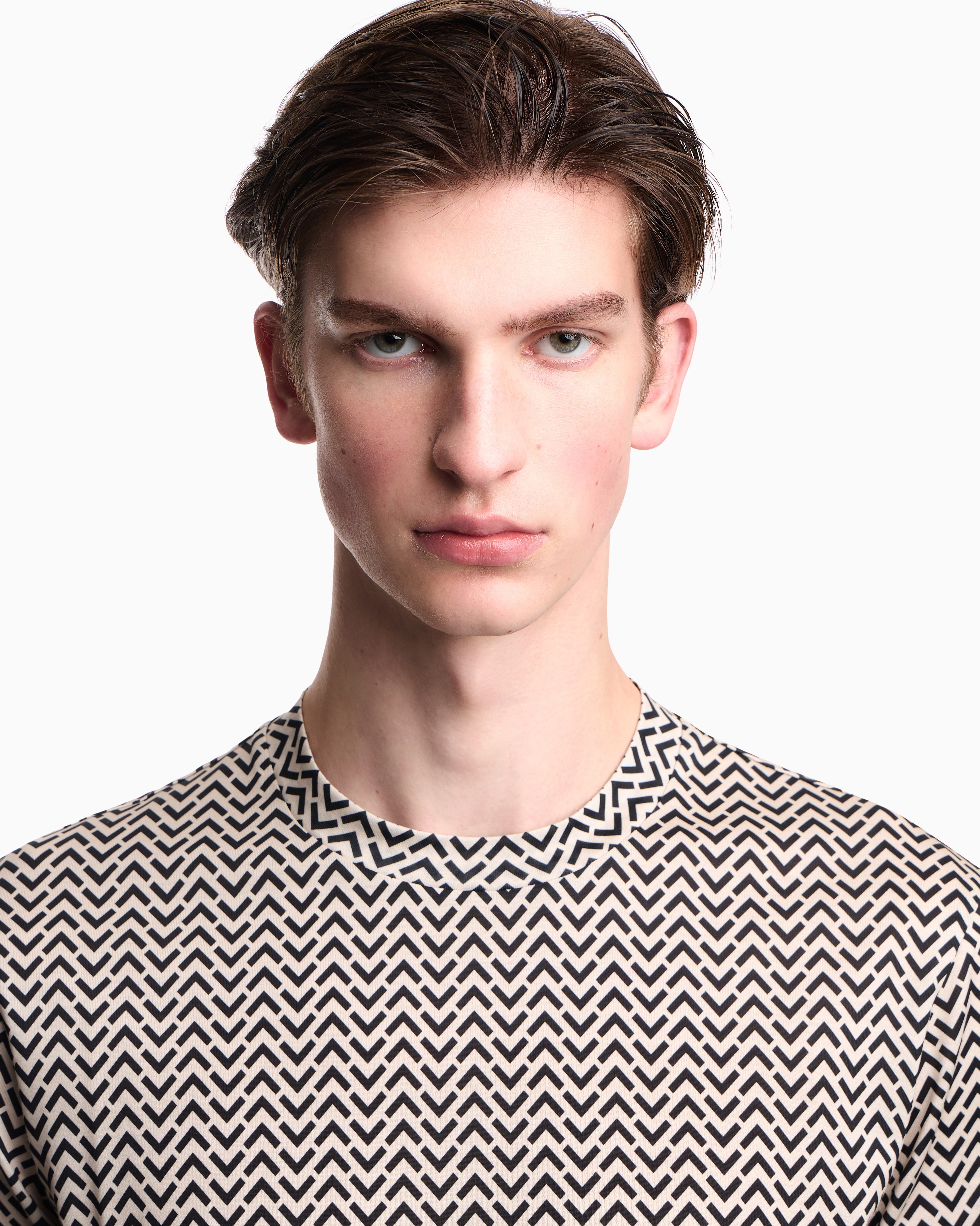Emporio Armani Lyocell-blend jersey T-shirt with micro op-art pattern print