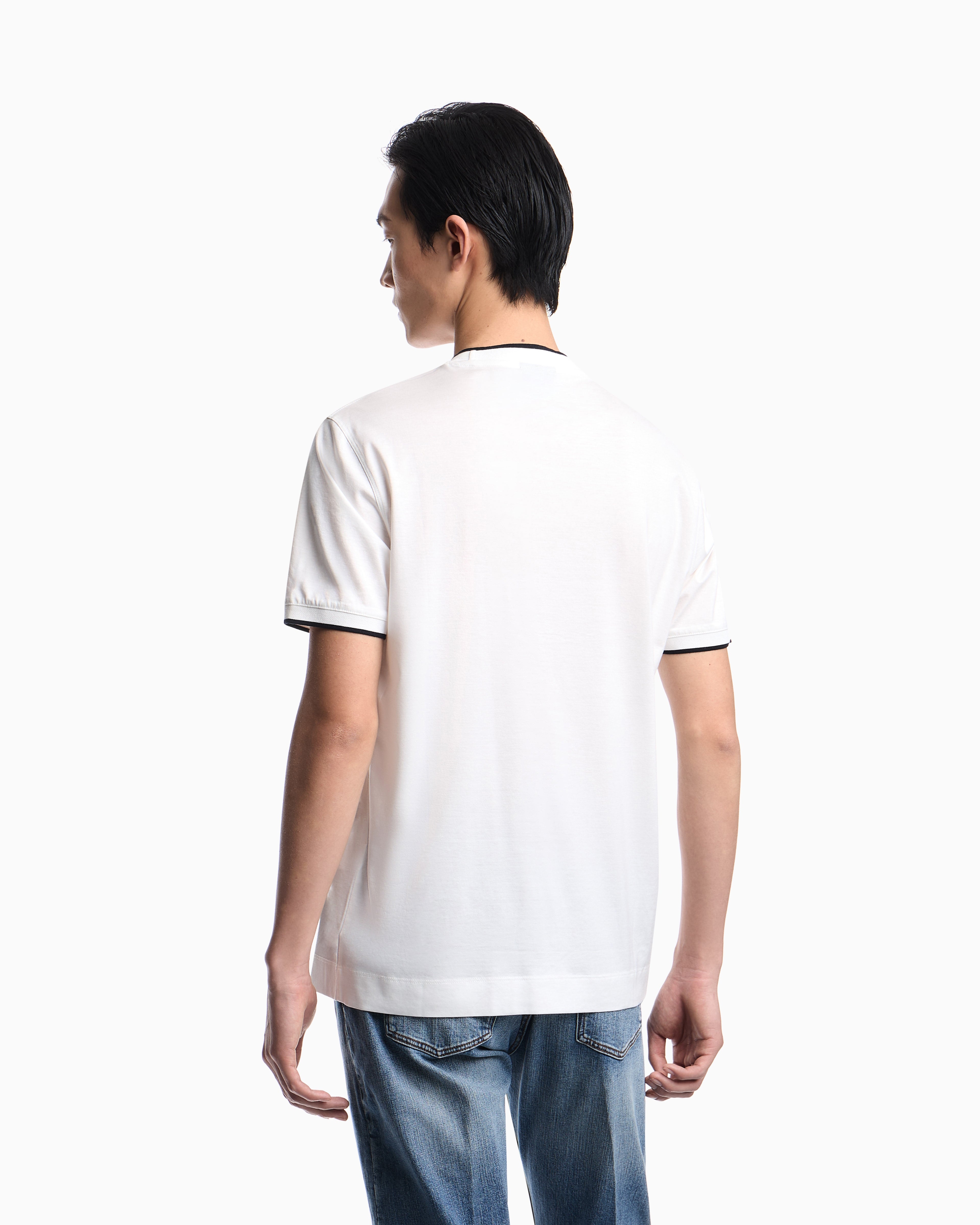 Emporio Armani Slim-fit T-shirt in a Lyocell-blend jersey, featuring a gradient eagle embroidery