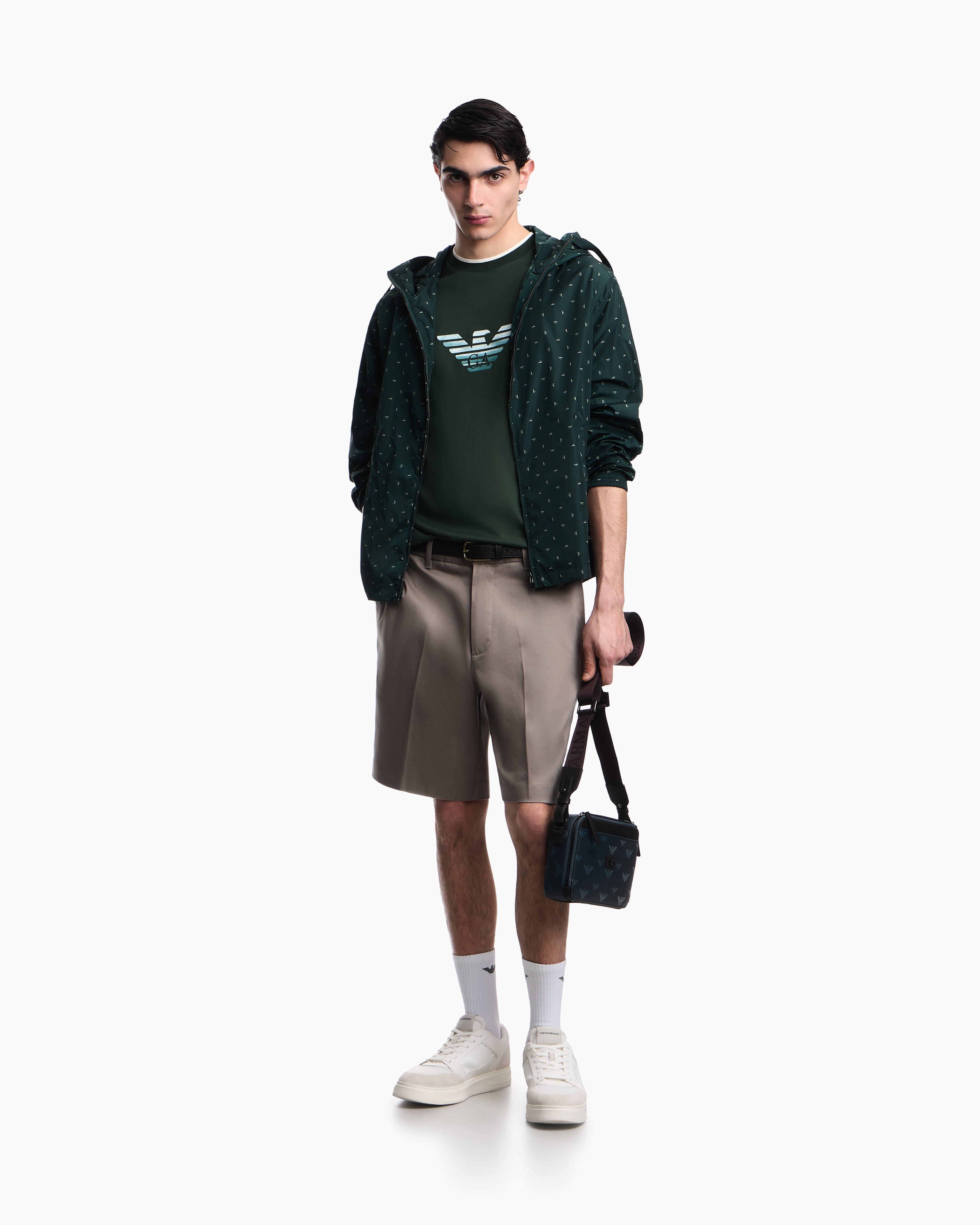 Emporio Armani Slim-fit T-shirt in a Lyocell-blend jersey, featuring a gradient eagle embroidery