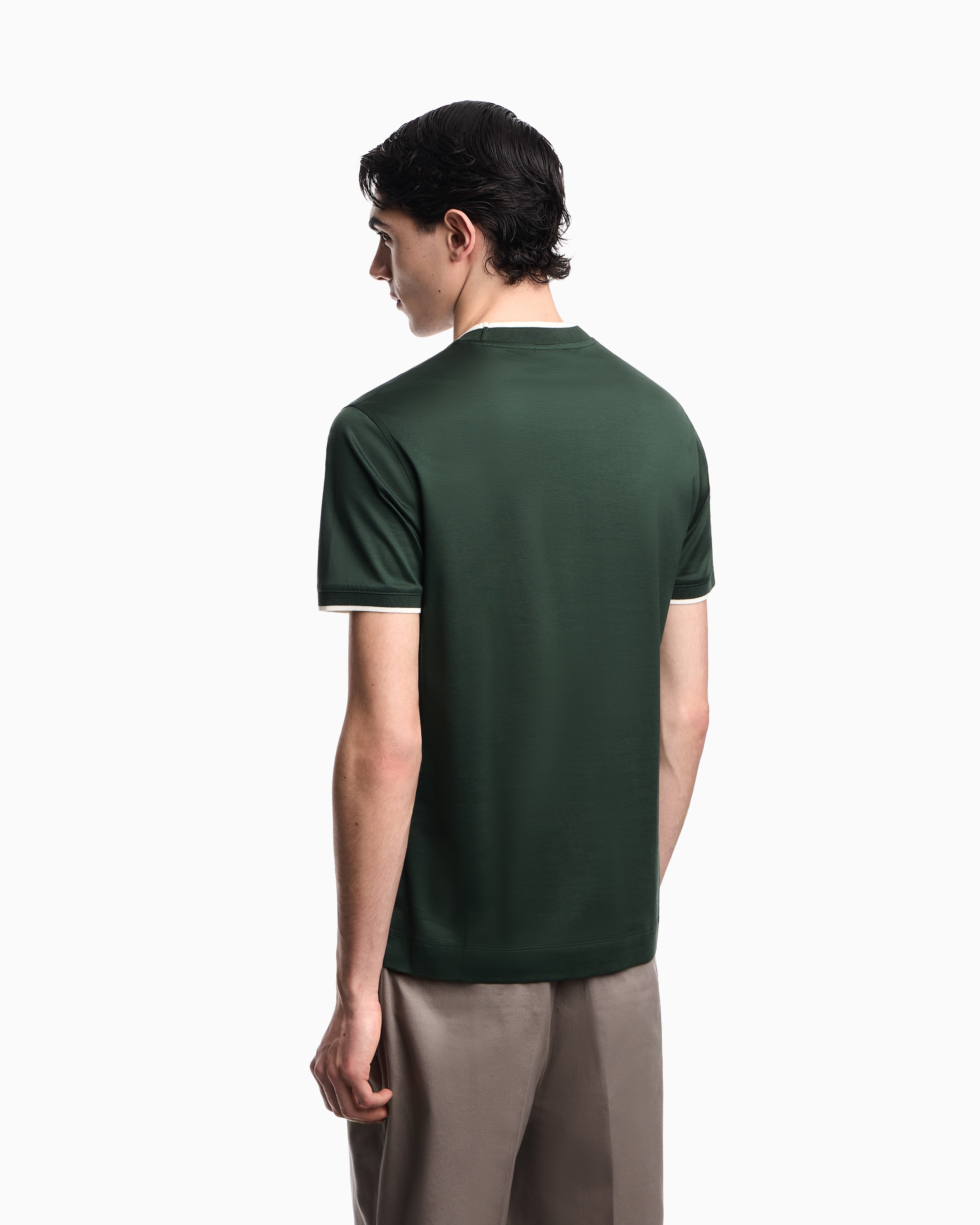 Emporio Armani Slim-fit T-shirt in a Lyocell-blend jersey, featuring a gradient eagle embroidery
