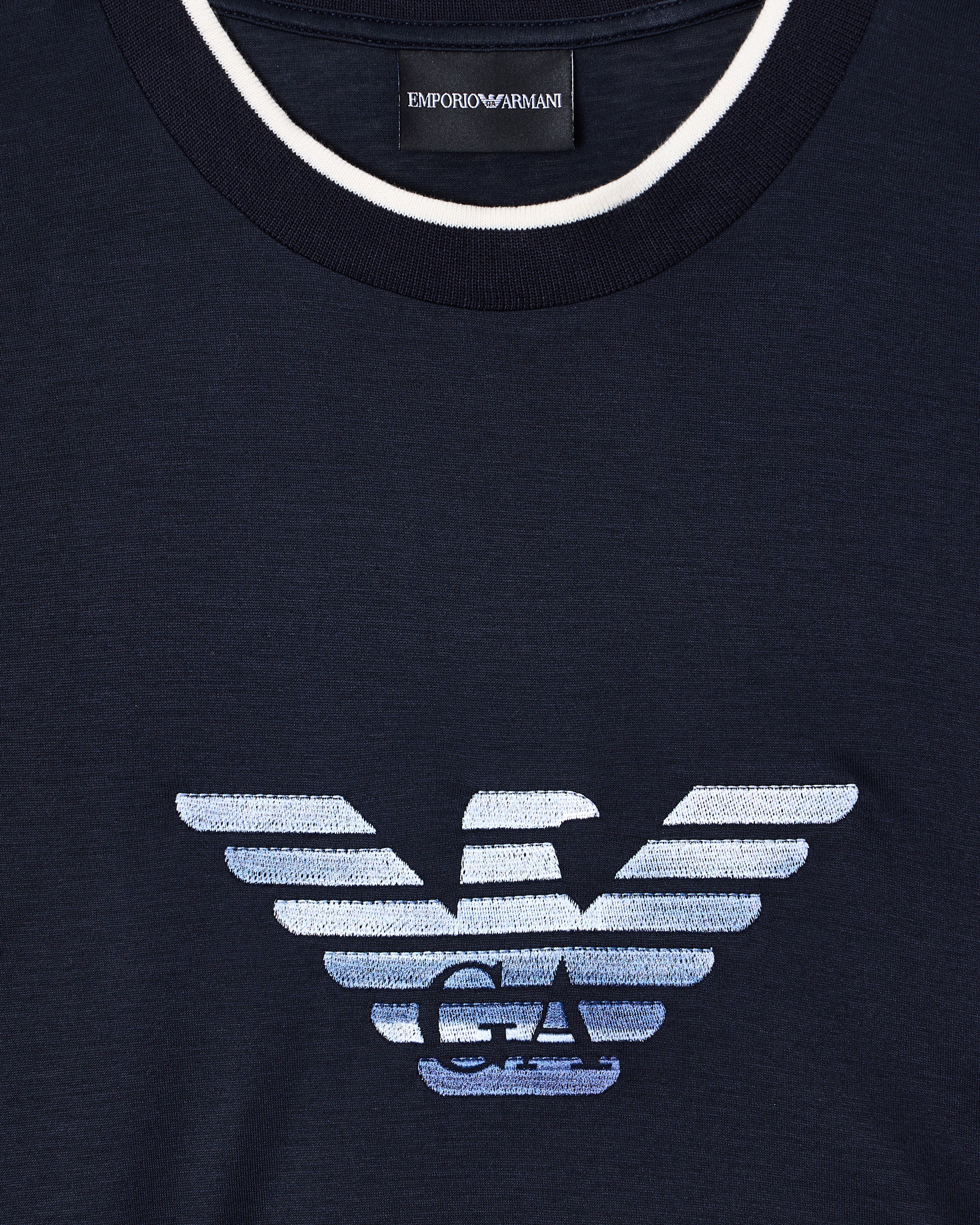 Emporio Armani Slim-fit T-shirt in a Lyocell-blend jersey, featuring a gradient eagle embroidery