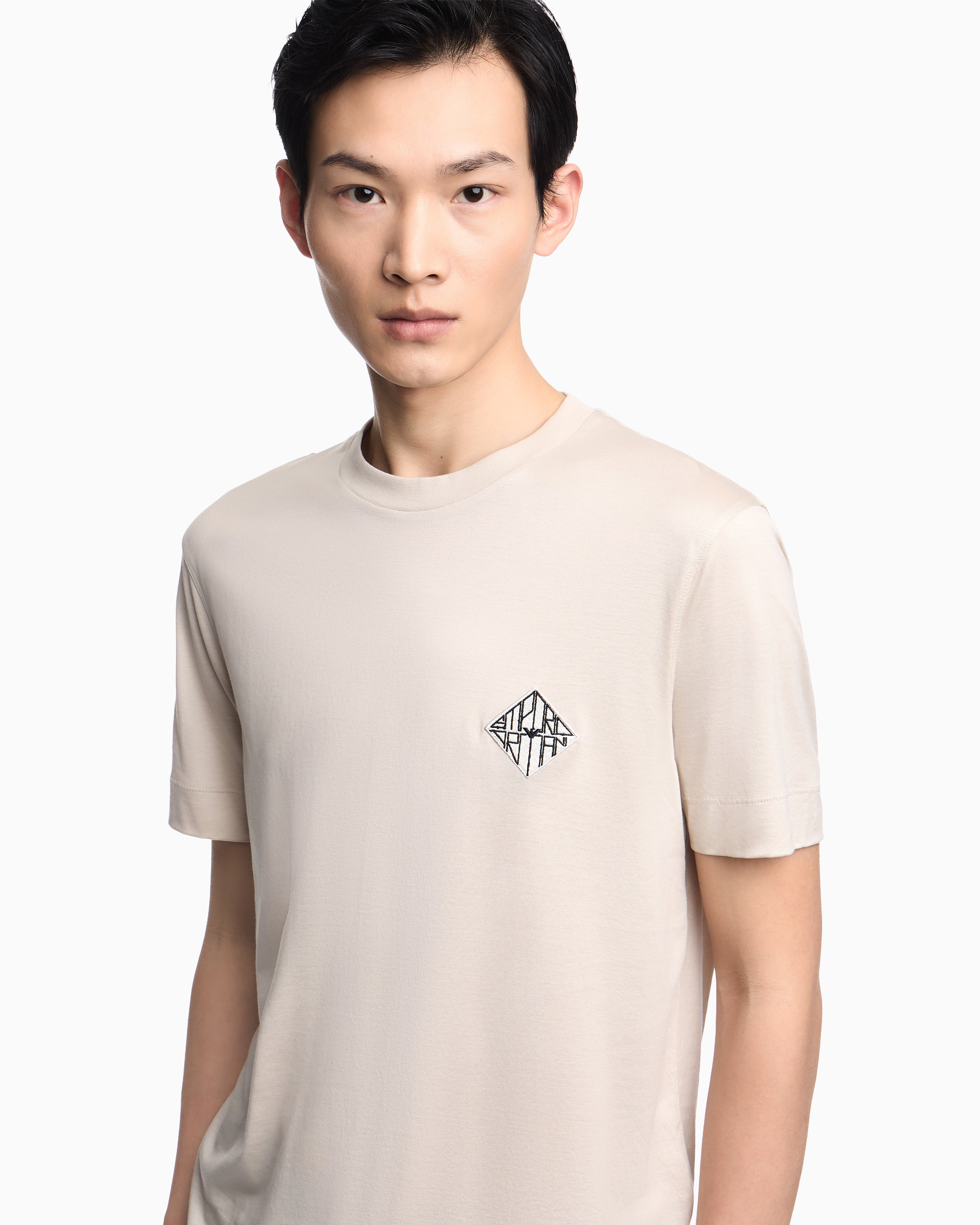 Emporio Armani Slim-fit Lyocell-blend jersey T-shirt with logo patch