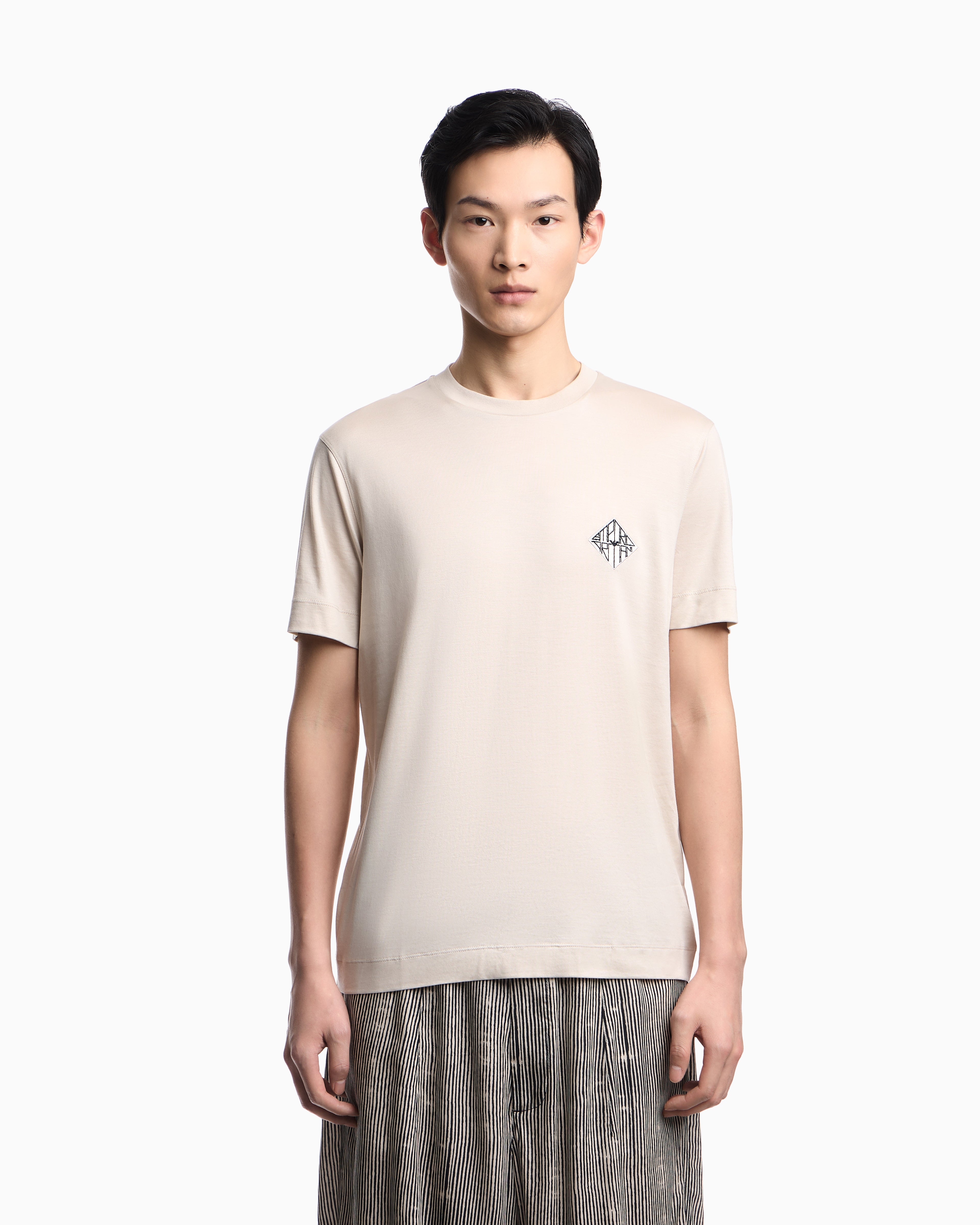 Emporio Armani Slim-fit Lyocell-blend jersey T-shirt with logo patch