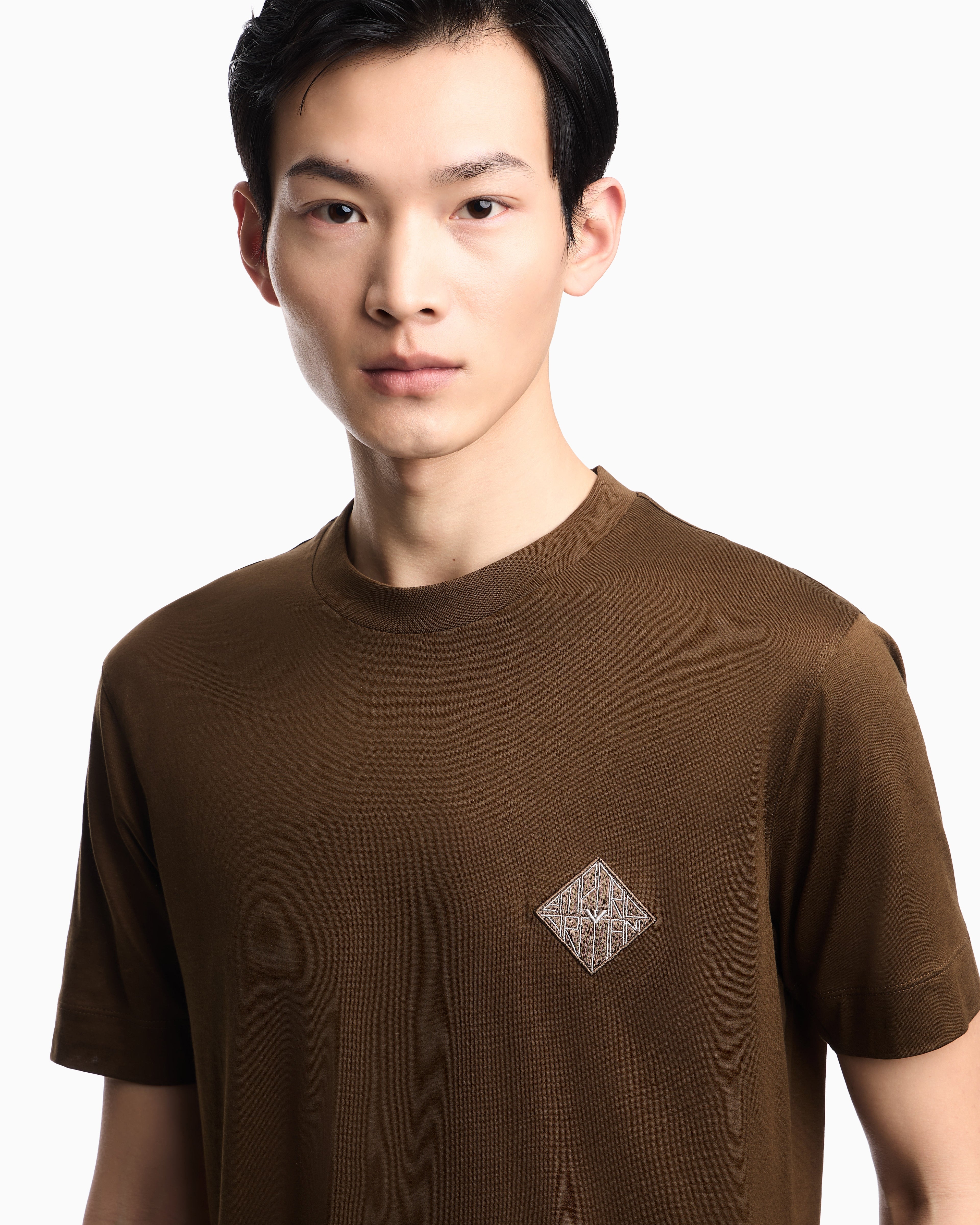 Emporio Armani Slim-fit Lyocell-blend jersey T-shirt with logo patch