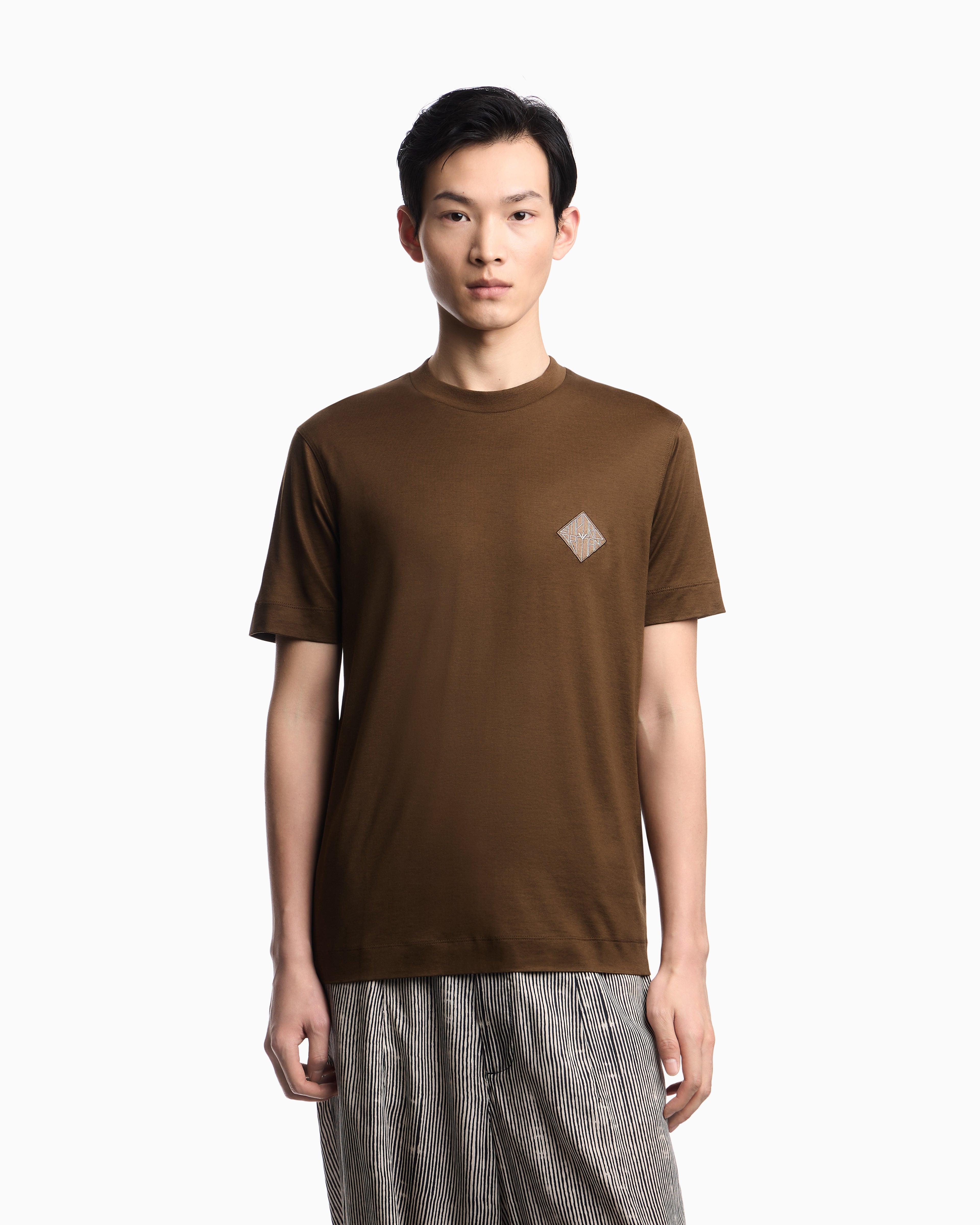 Emporio Armani Slim-fit Lyocell-blend jersey T-shirt with logo patch