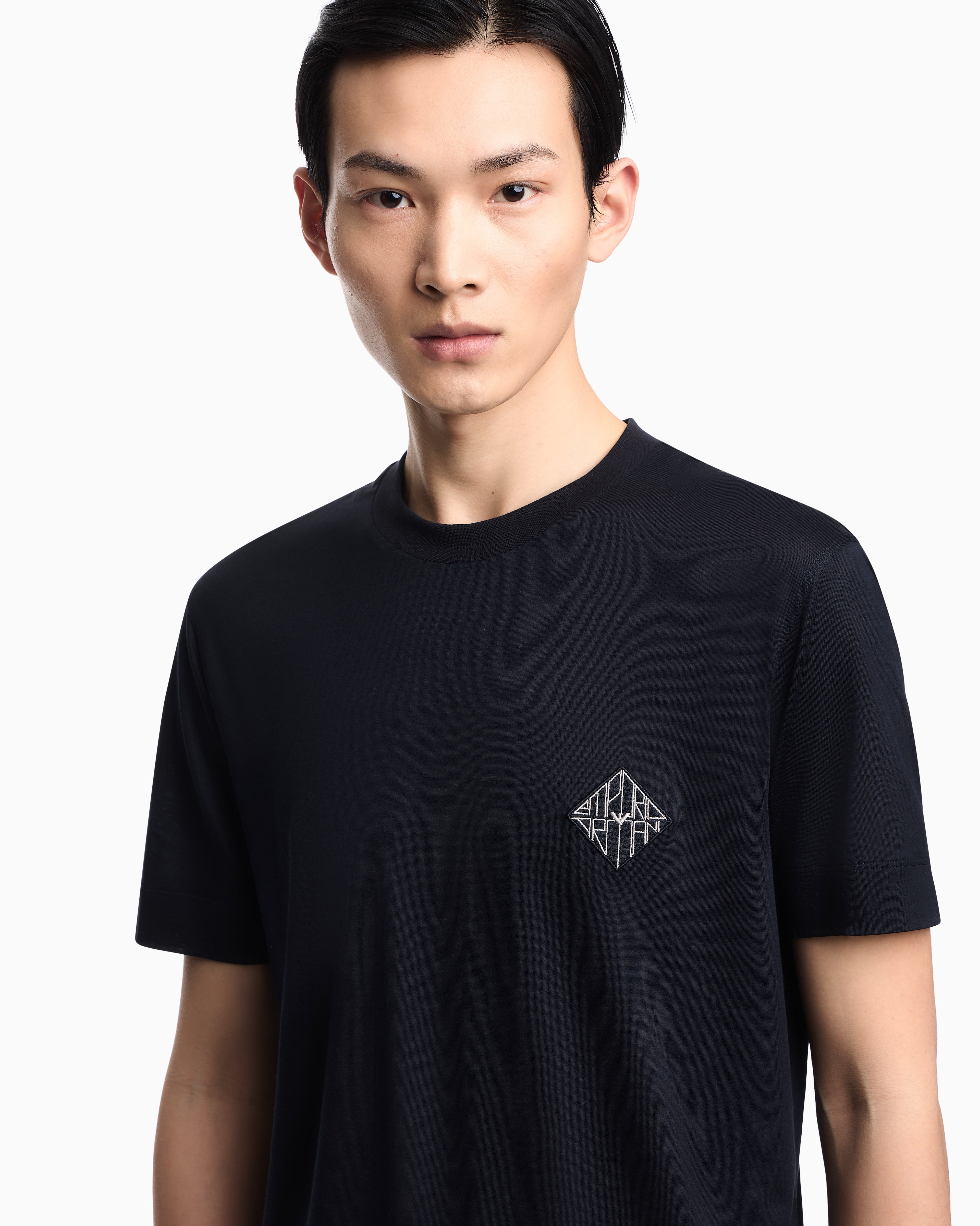 Emporio Armani Slim-fit Lyocell-blend jersey T-shirt with logo patch