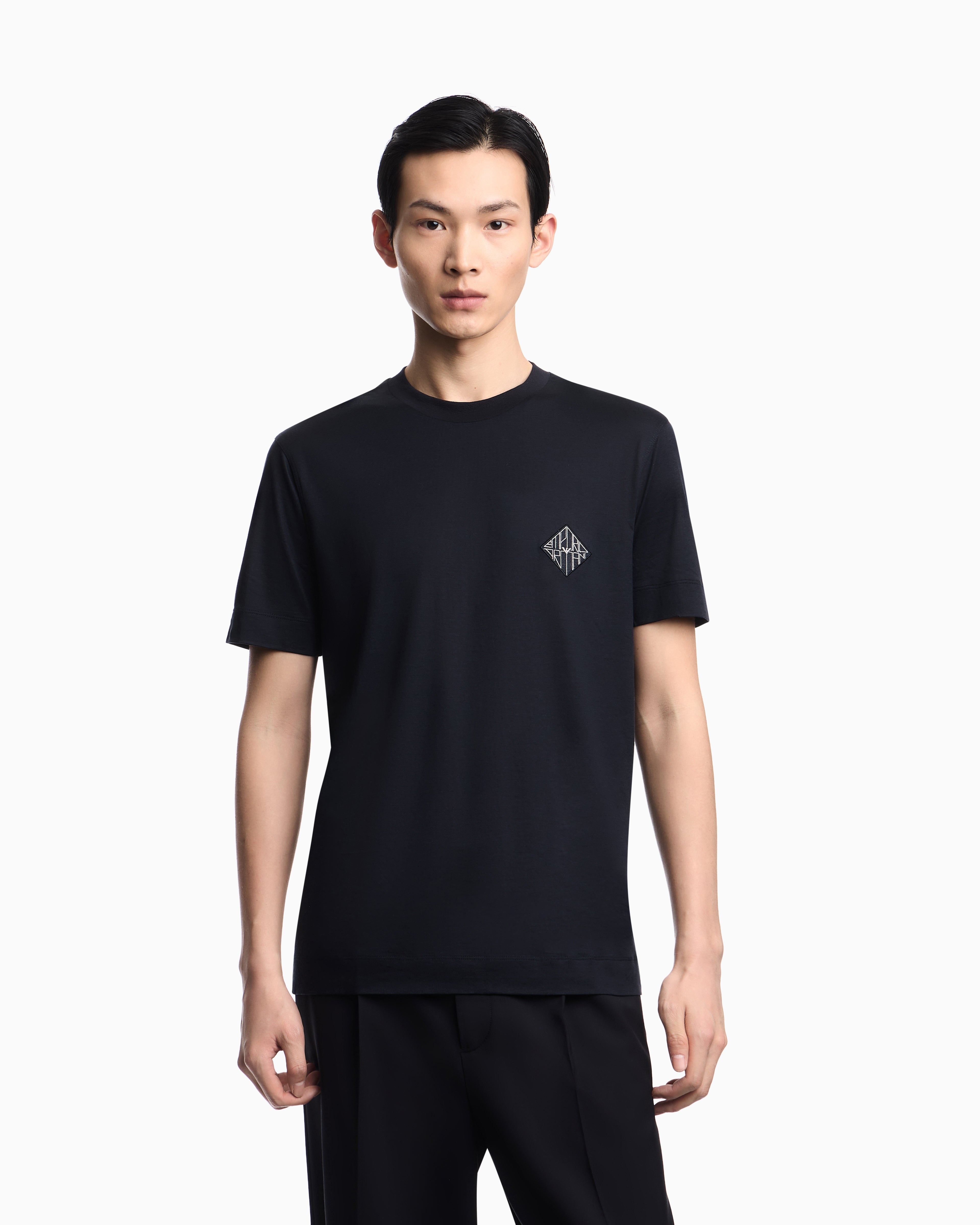Emporio Armani Slim-fit Lyocell-blend jersey T-shirt with logo patch