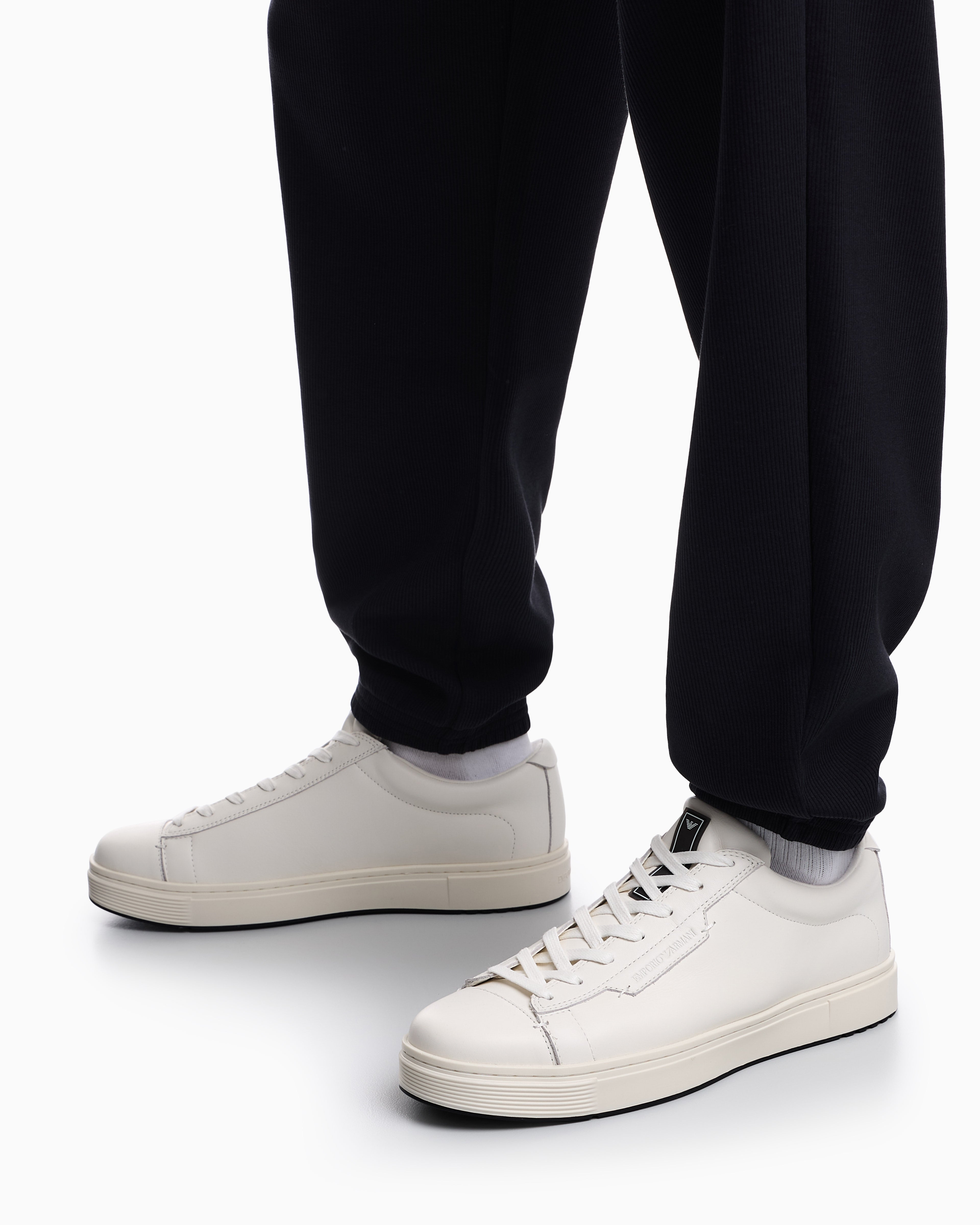 Emporio Armani Travel Essentials Leather Sneakers White