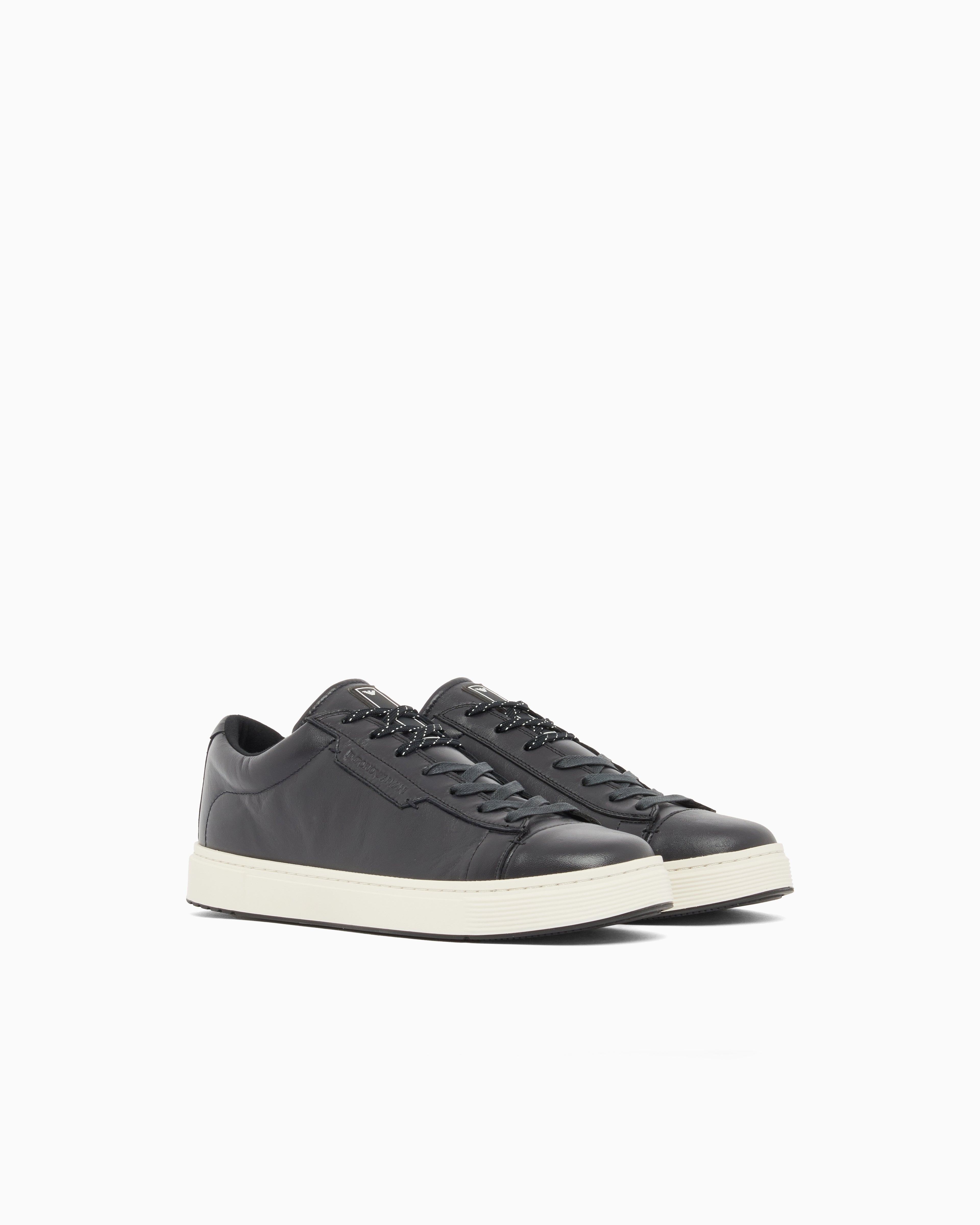 Emporio Armani Travel Essentials Leather Sneakers Navy Blue