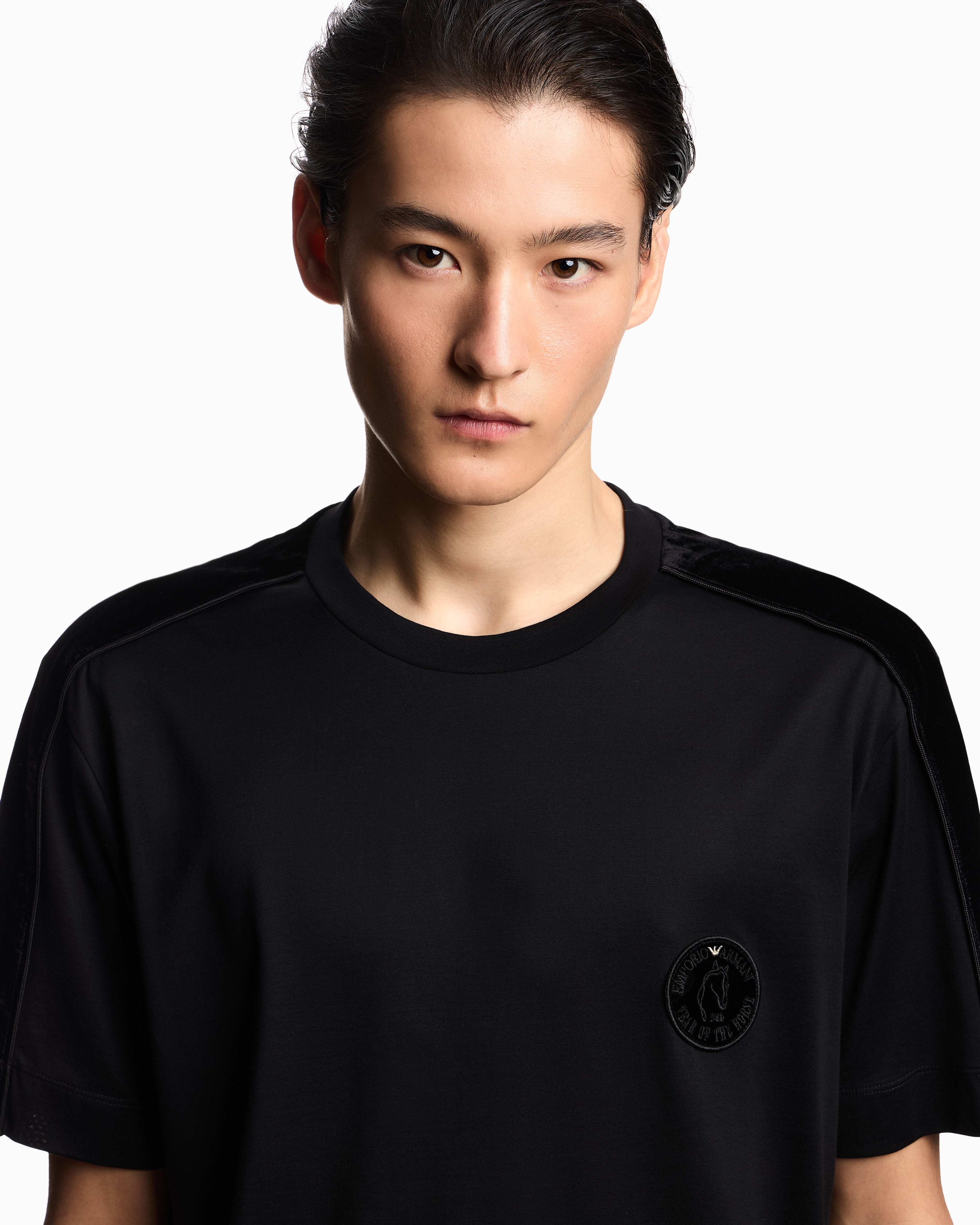 Emporio Armani Lunar New Year Lyocell blend jersey T-shirt with patch and tape
