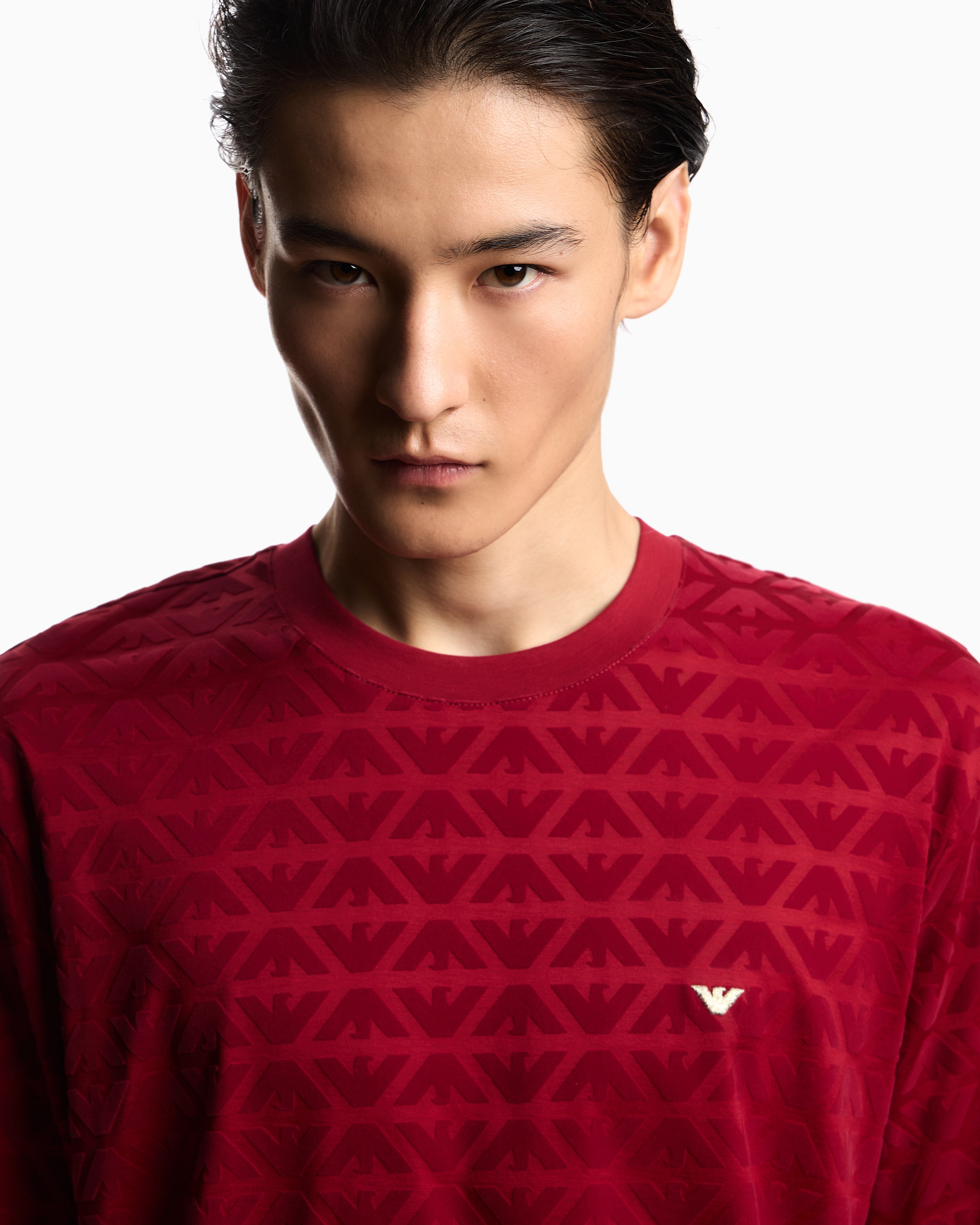 Emporio Armani Lunar New Year Lyocell-blend jersey T-shirt with flocked eagles