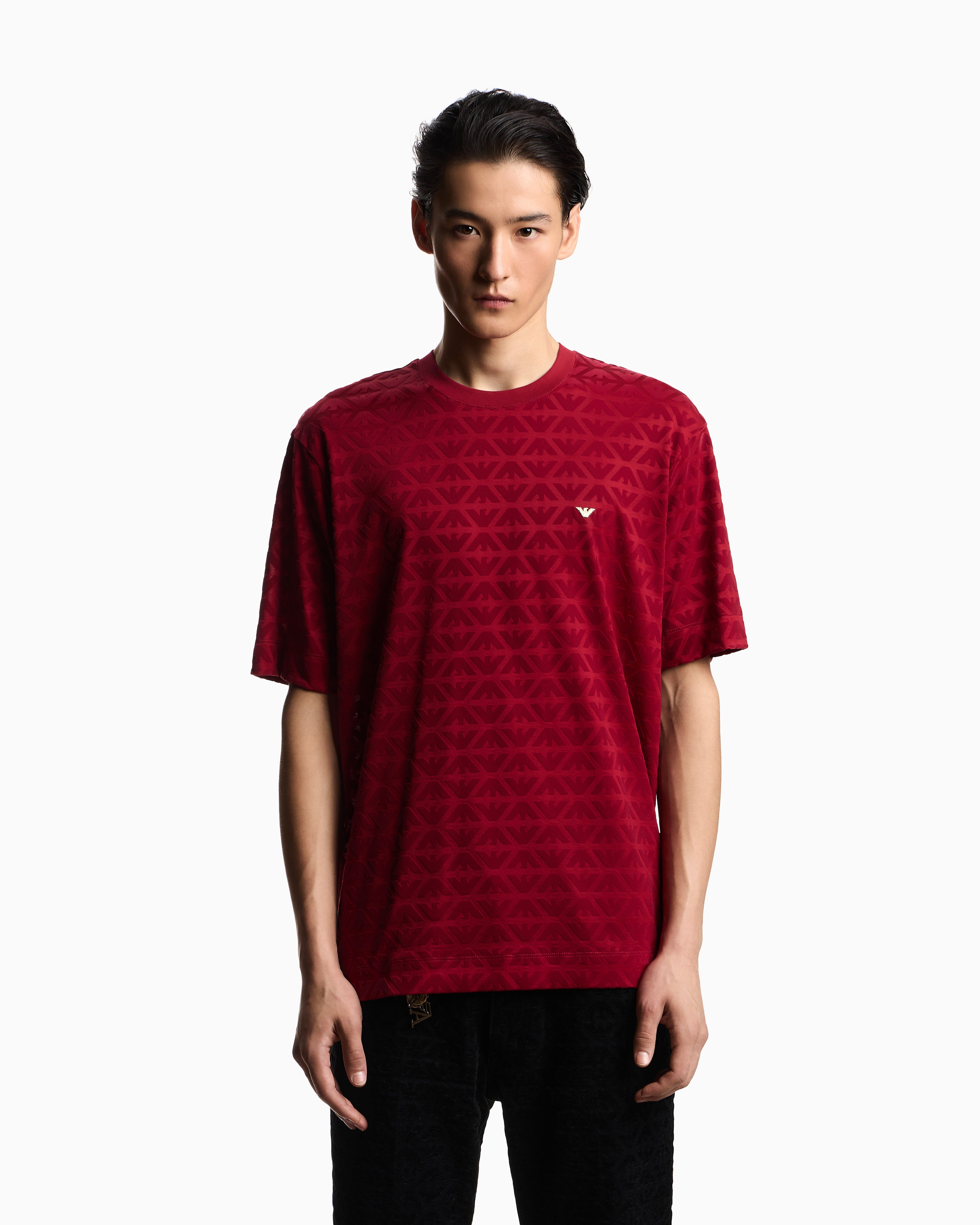 Emporio Armani Lunar New Year Lyocell-blend jersey T-shirt with flocked eagles