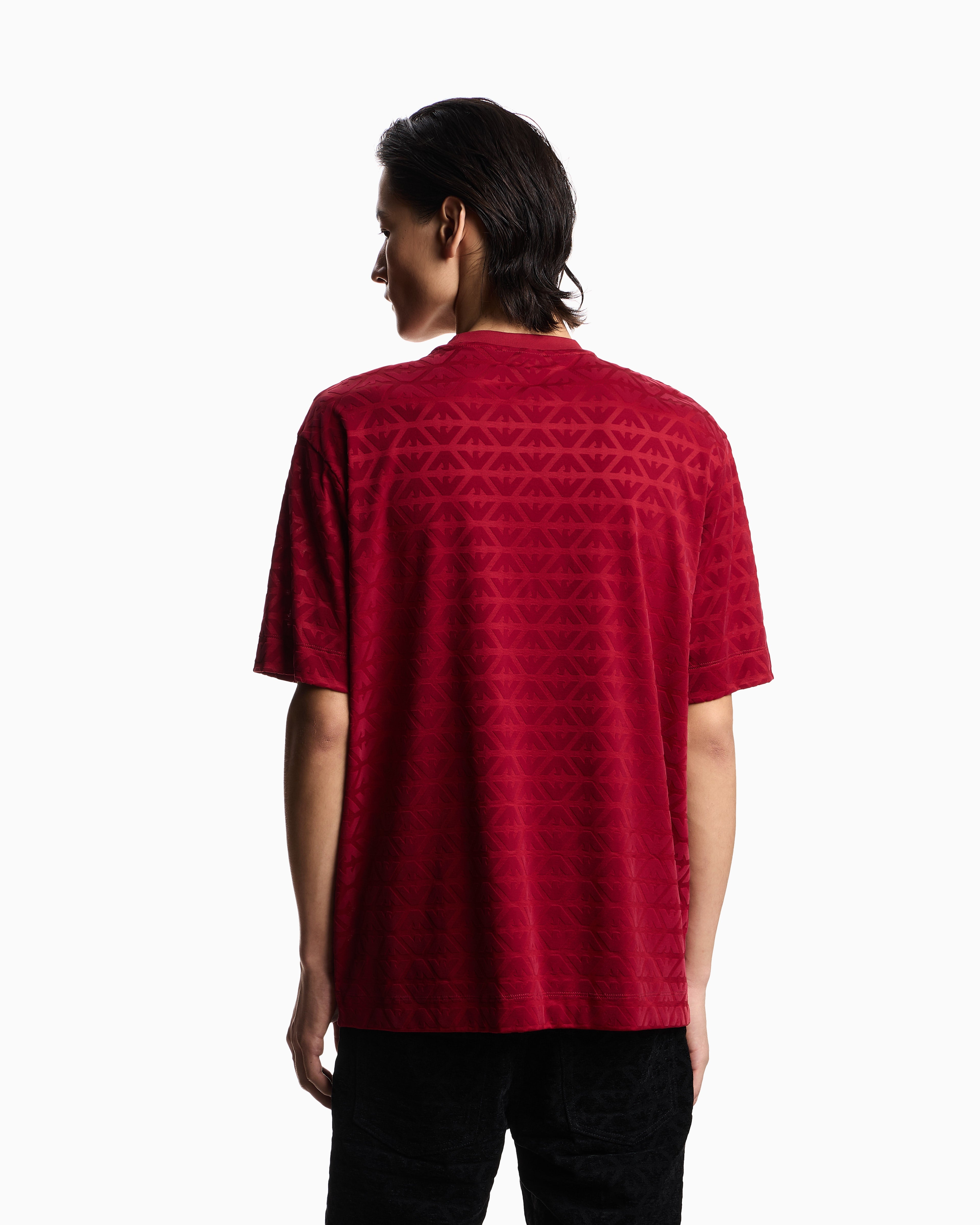 Emporio Armani Lunar New Year Lyocell-blend jersey T-shirt with flocked eagles