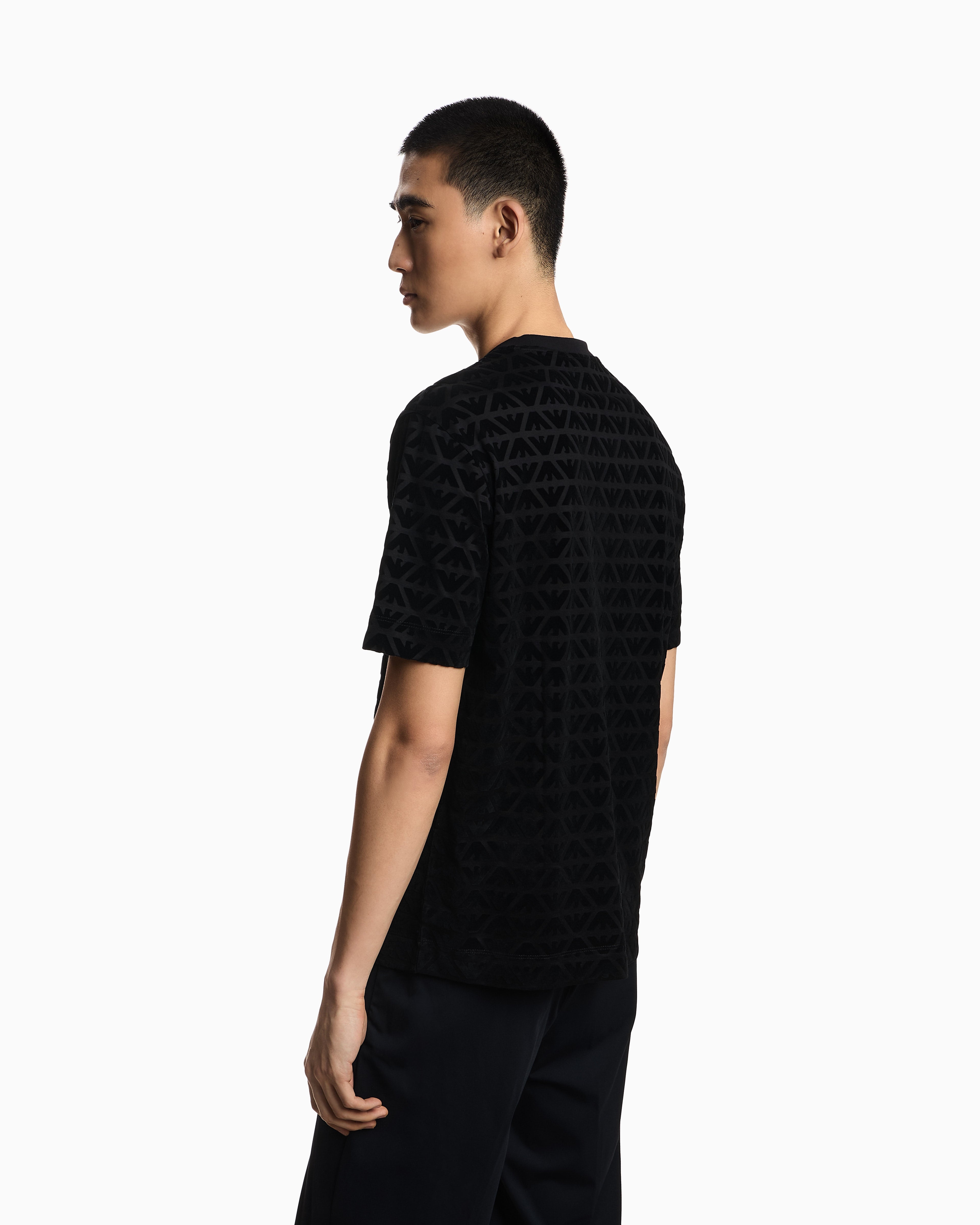 Emporio Armani Lunar New Year Lyocell-blend jersey T-shirt with flocked eagles