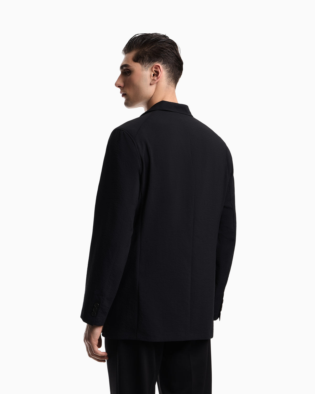 Emporio Armani Single-breasted jacket in technical seersucker fabric