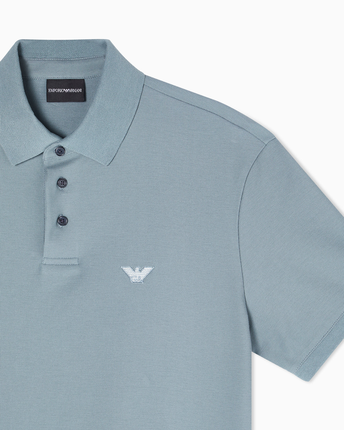 Emporio Armani Piqué polo shirt with embroidered eagle