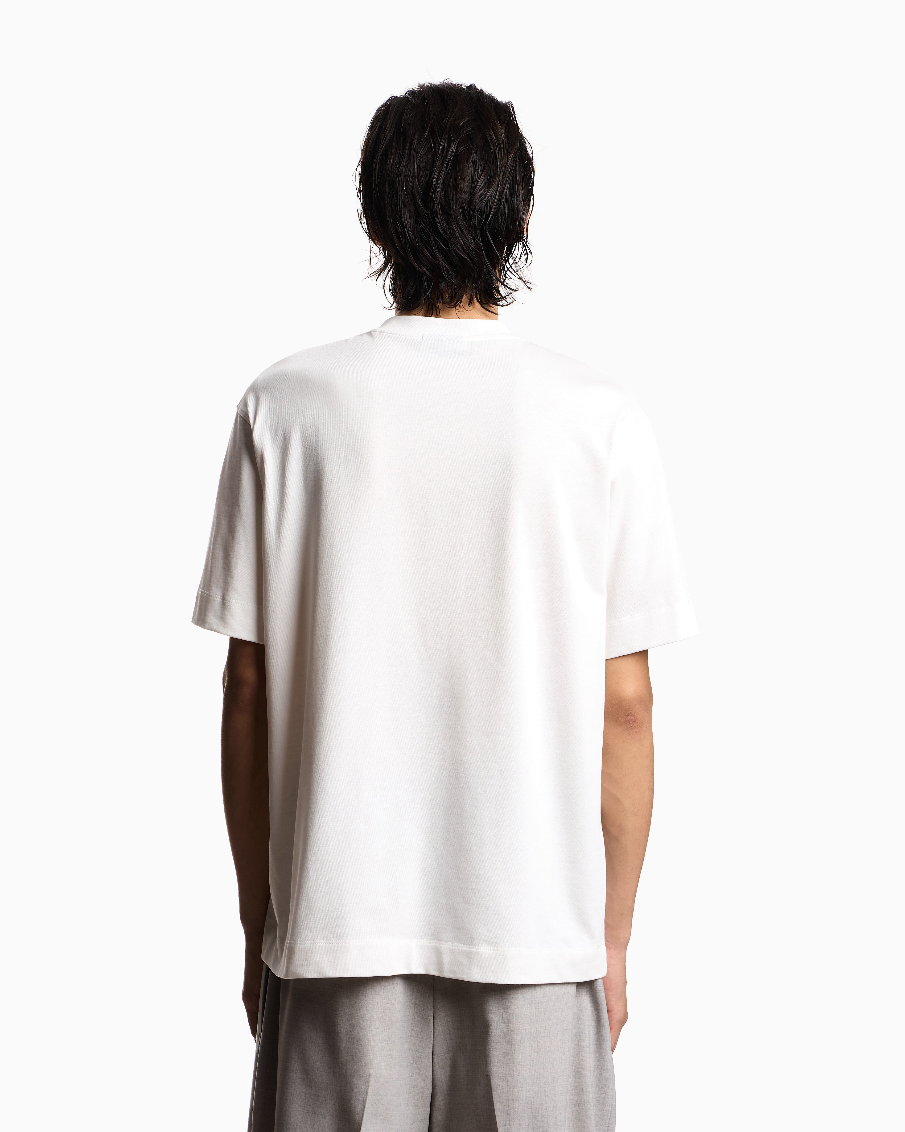 Emporio Armani Heavy jersey T-shirt with embossed logo embroidery