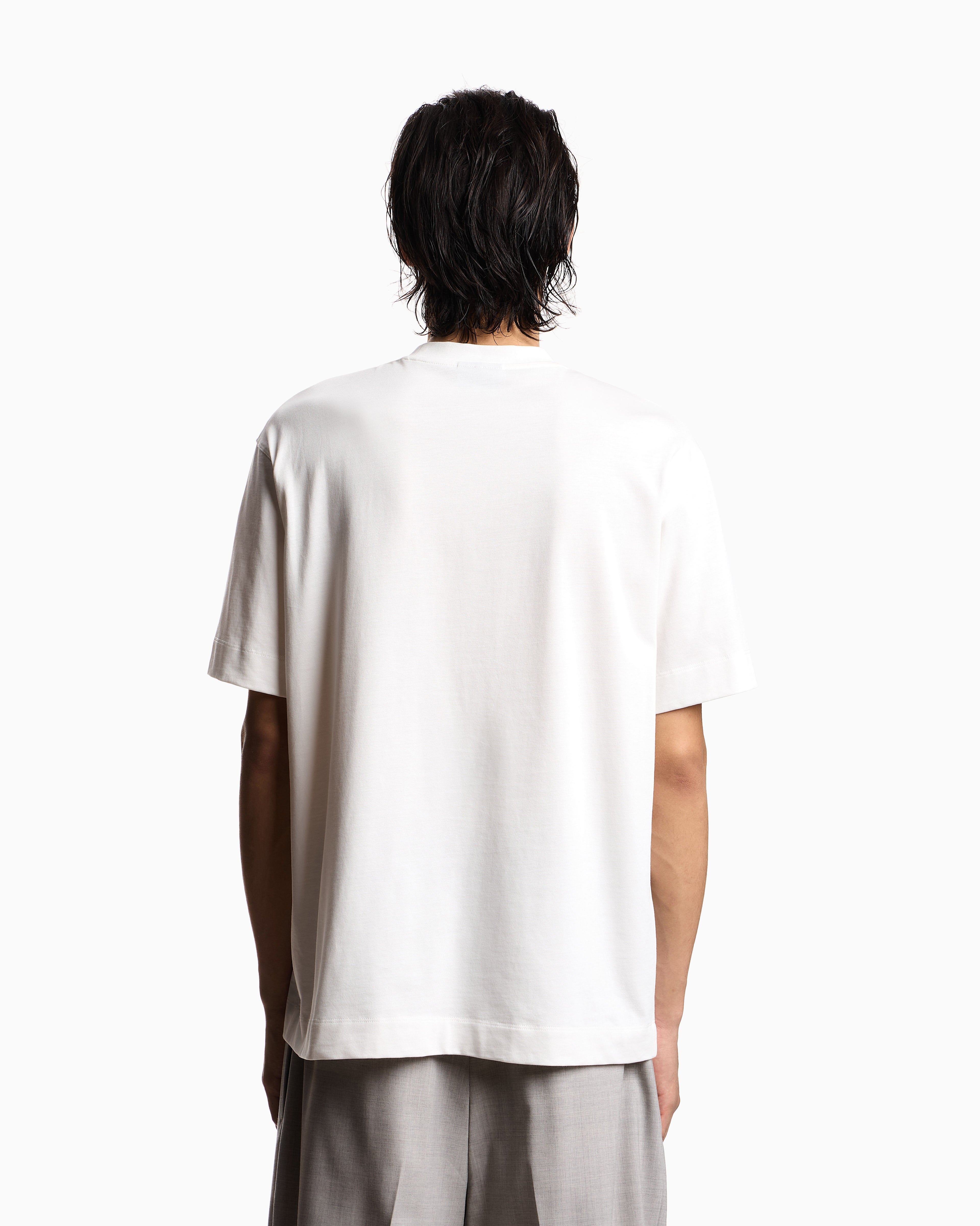 Emporio Armani Heavy jersey T-shirt with embossed logo embroidery