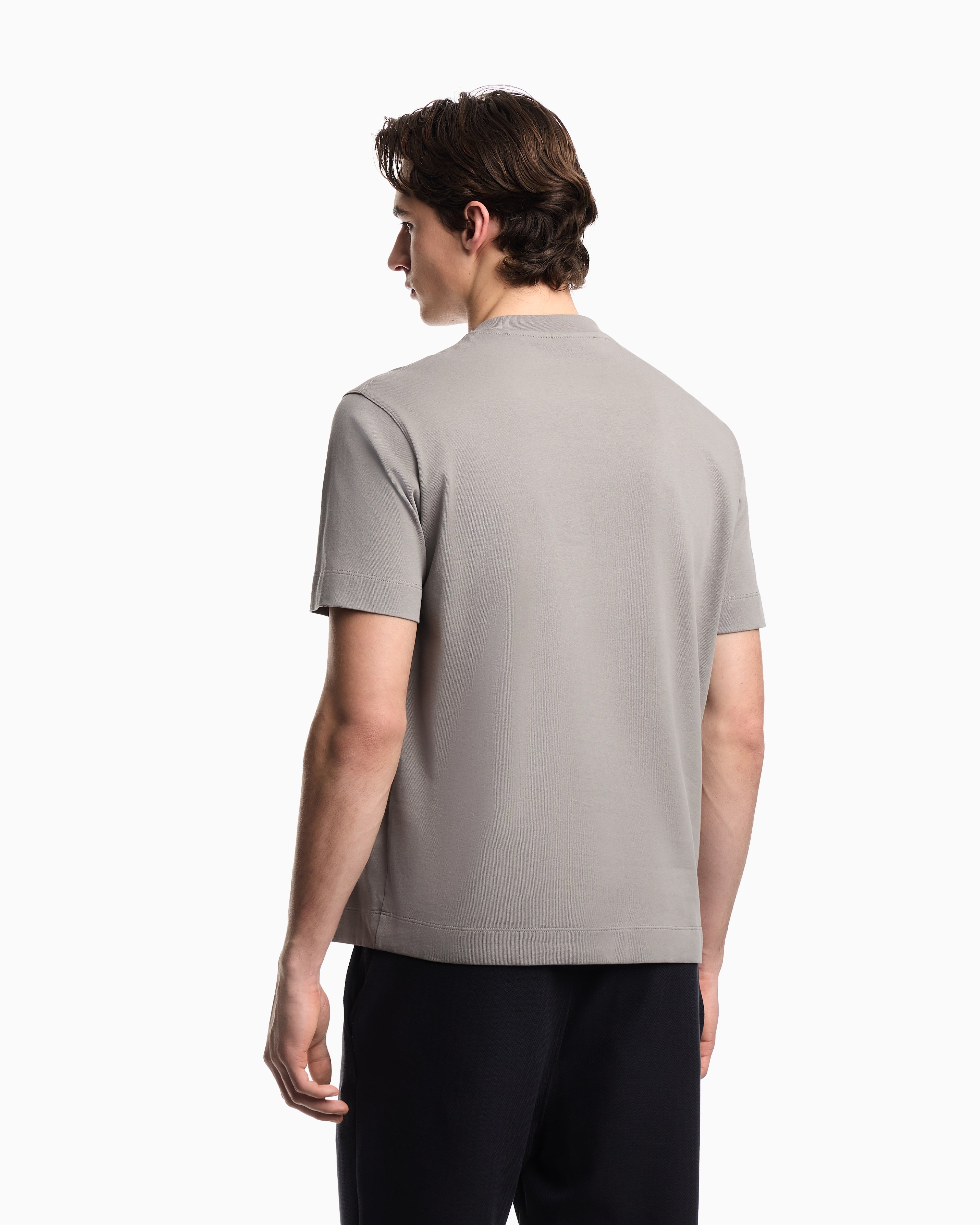 Emporio Armani Heavy jersey T-shirt with embossed logo embroidery