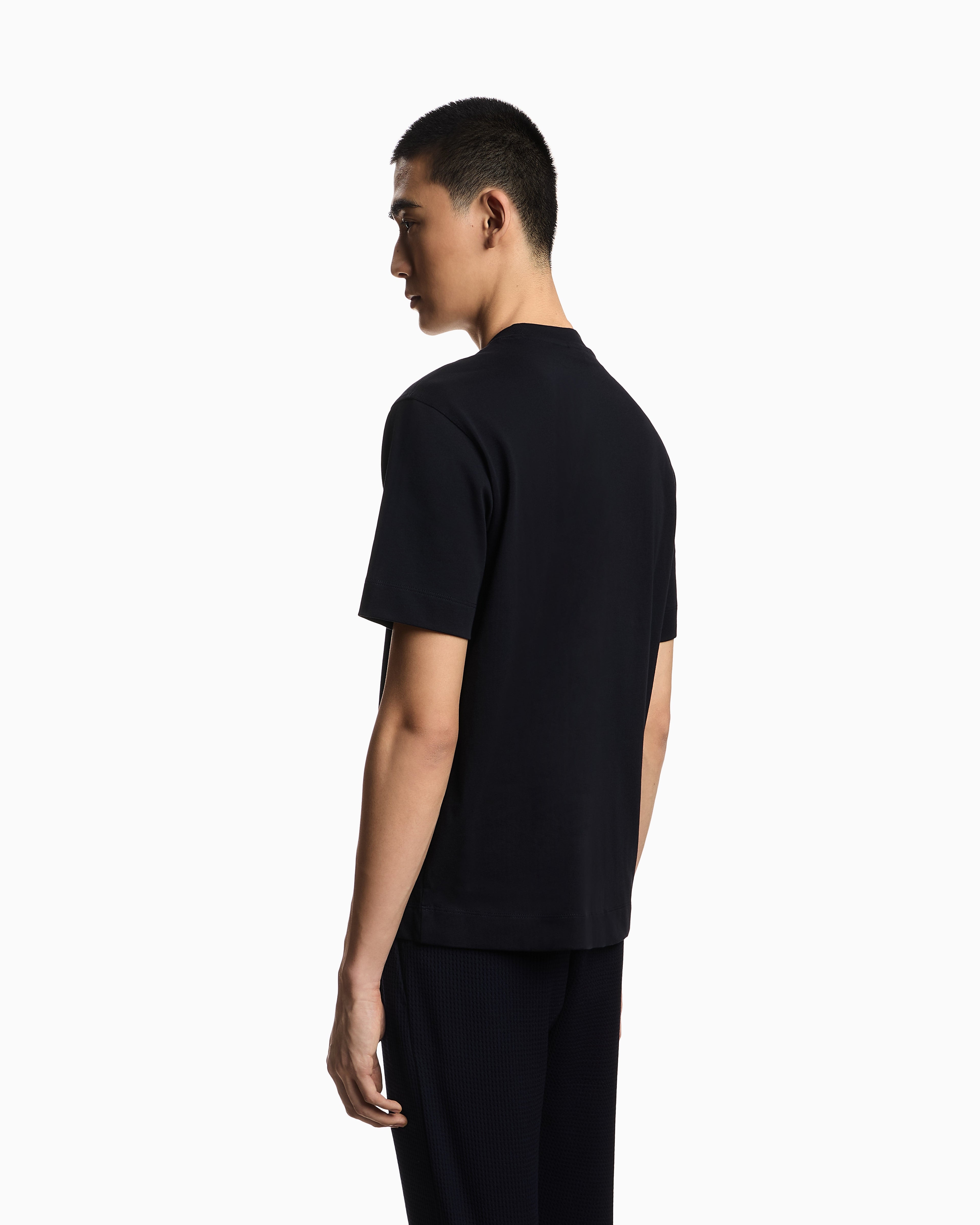 Emporio Armani Heavy jersey T-shirt with embossed logo embroidery