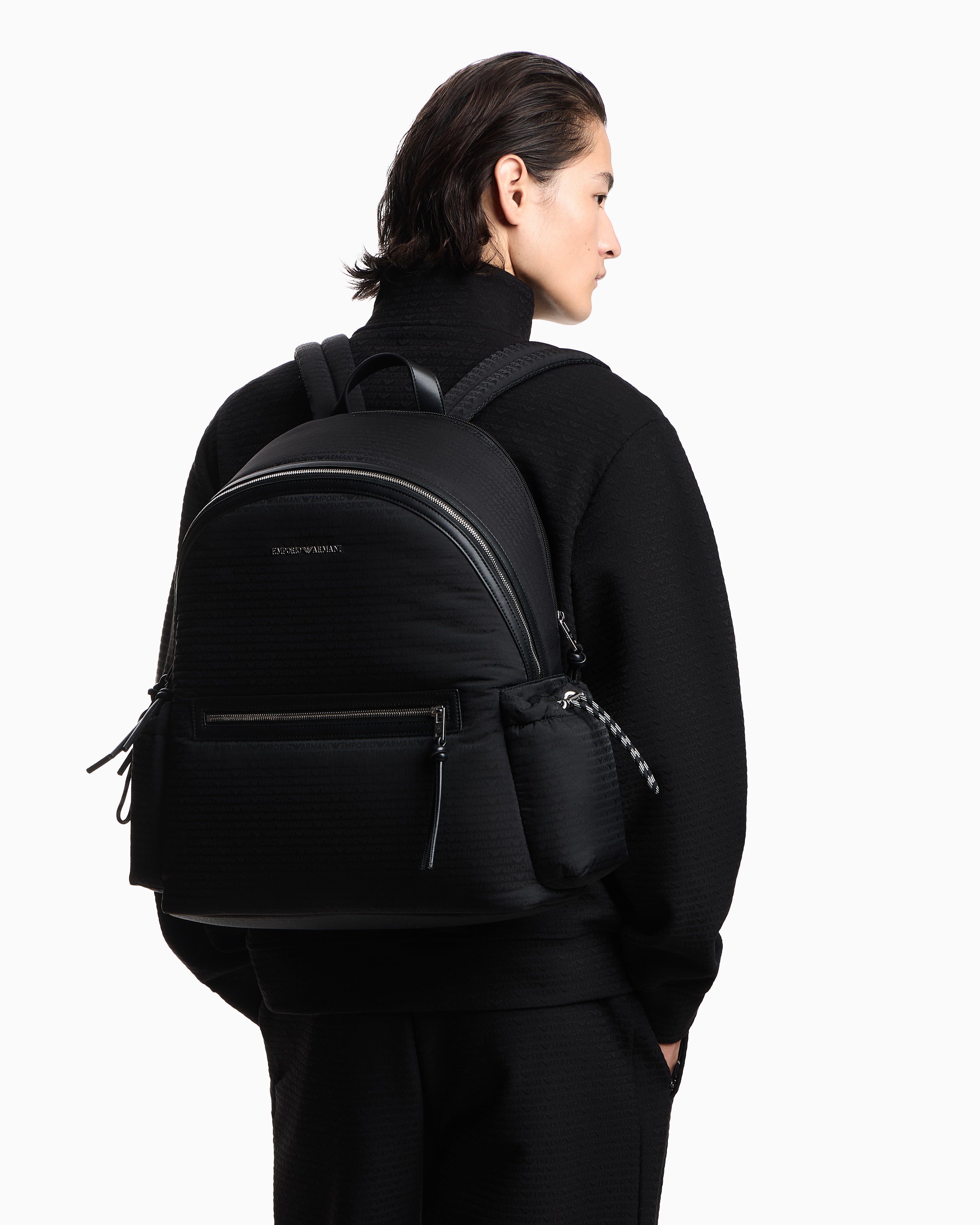 Emporio Armani Nylon backpack with monogram lettering