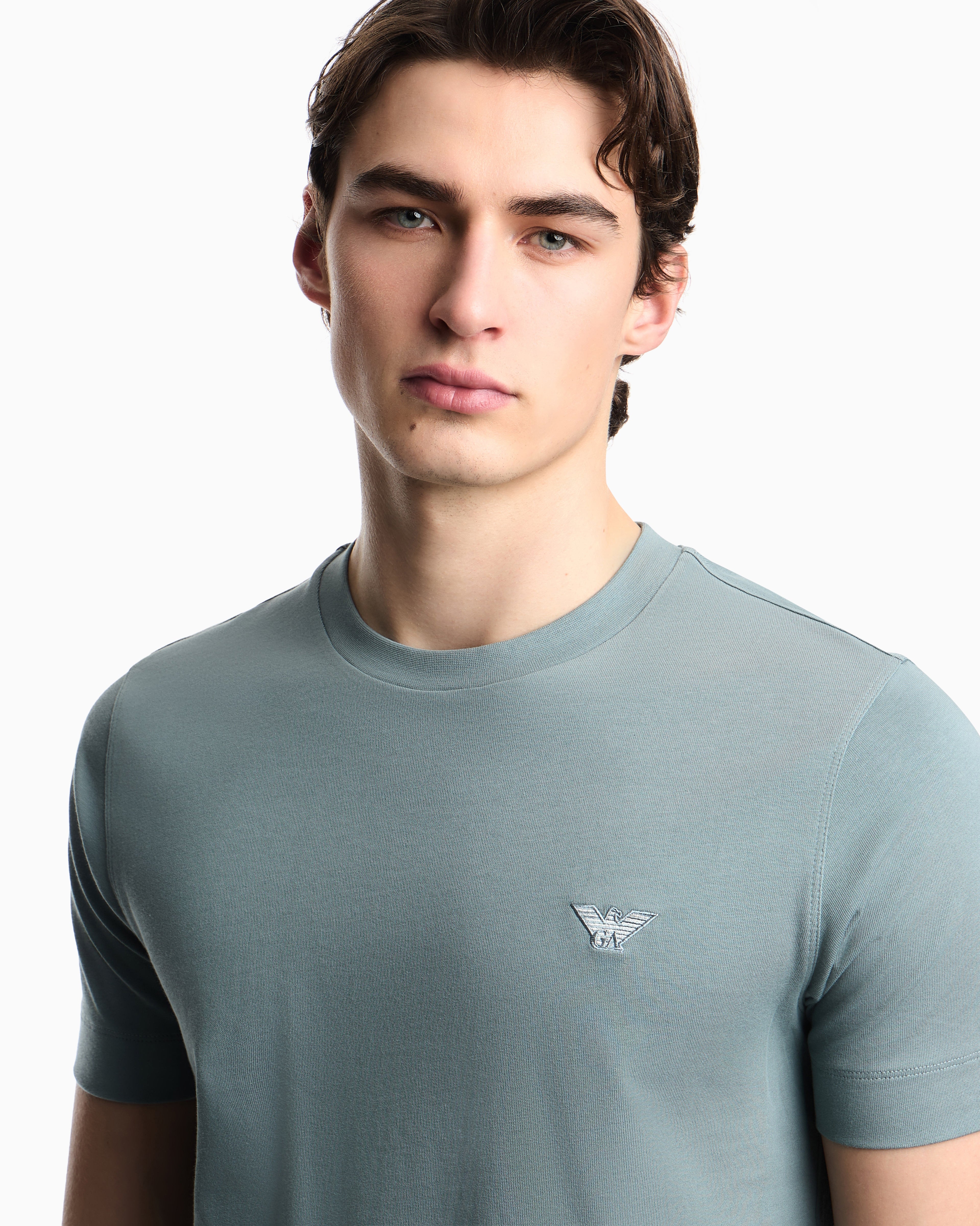 Emporio Armani Slim-fit T-shirt in heavy jersey