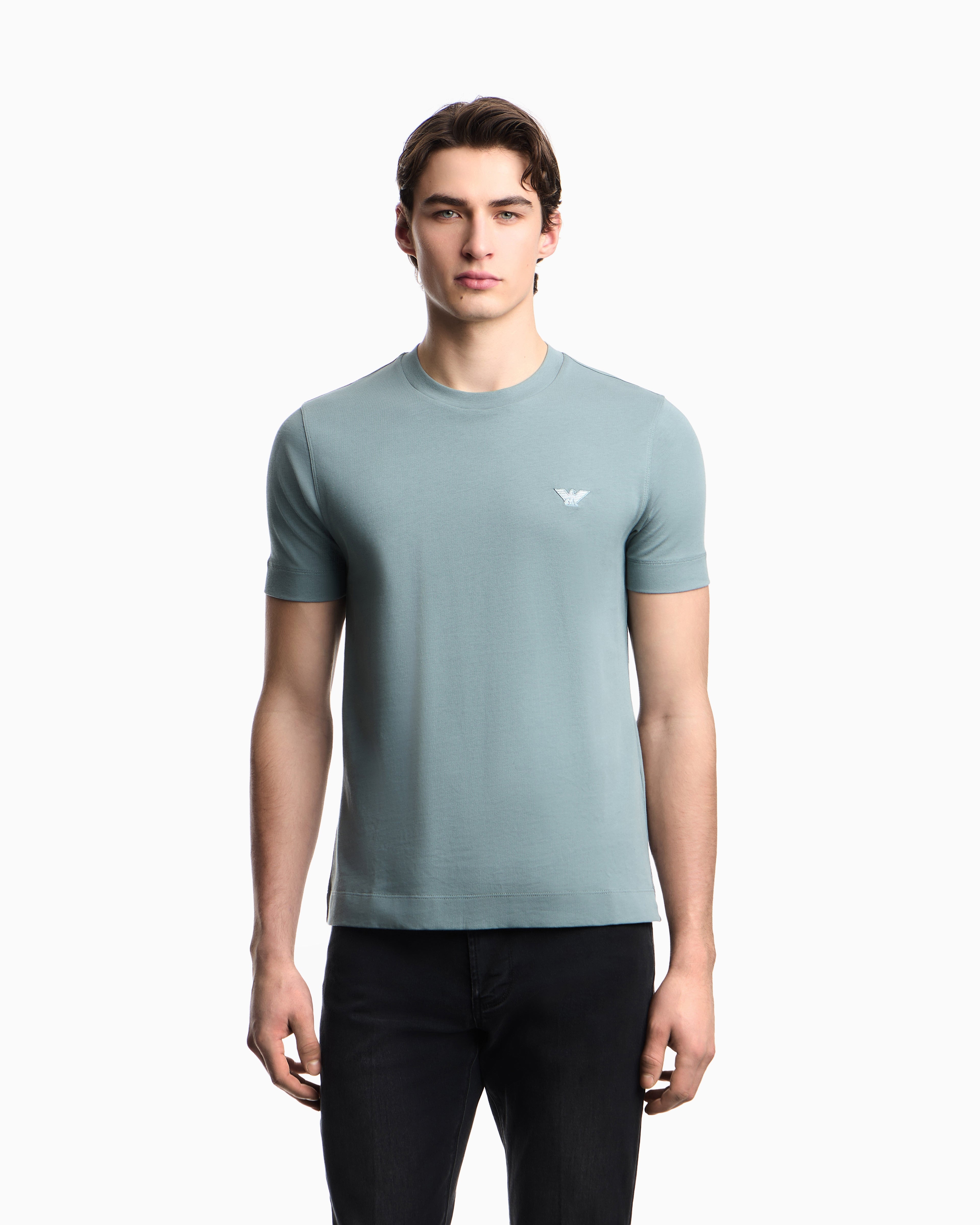 Emporio Armani Slim-fit T-shirt in heavy jersey