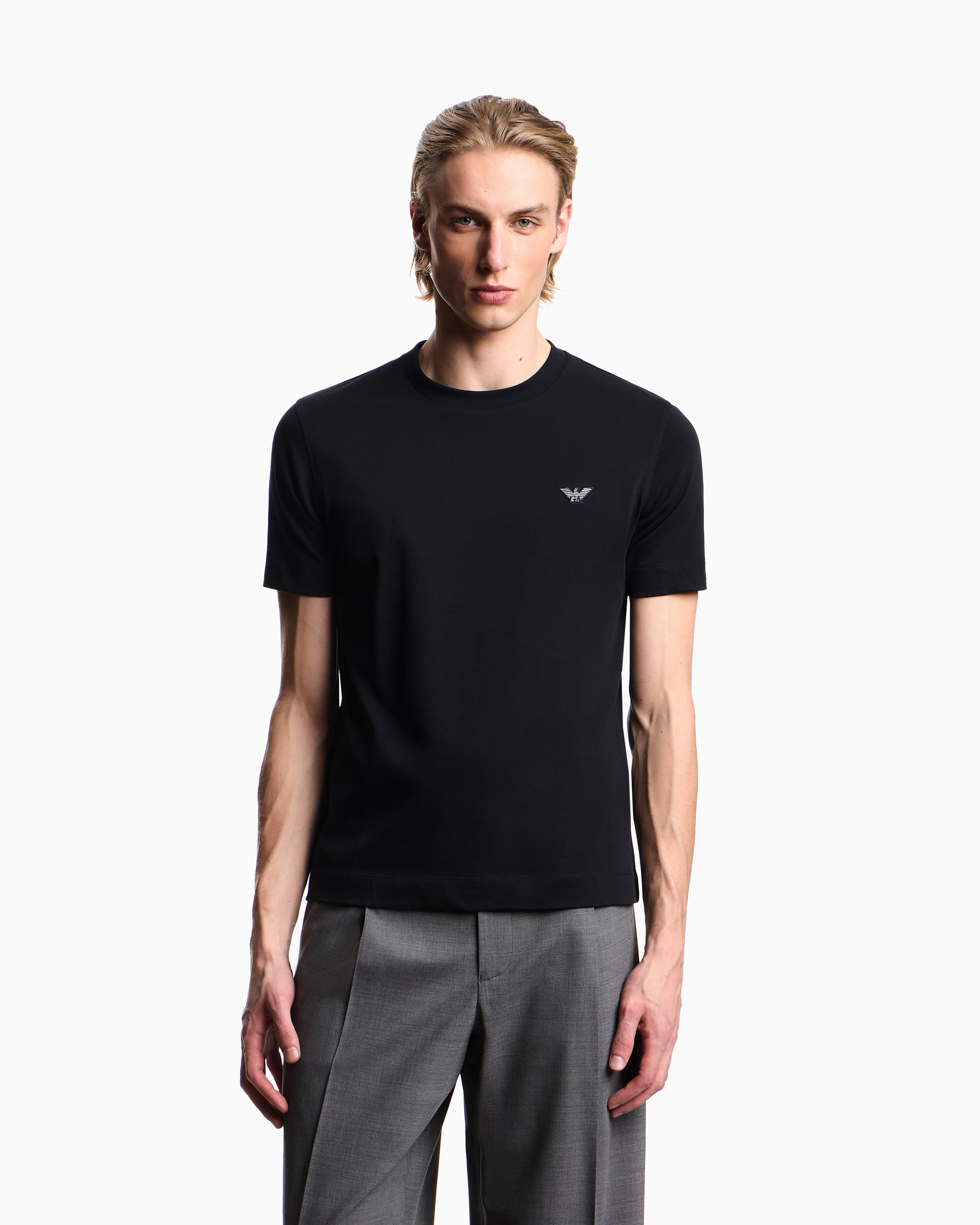 Emporio Armani Slim-fit T-shirt in heavy jersey