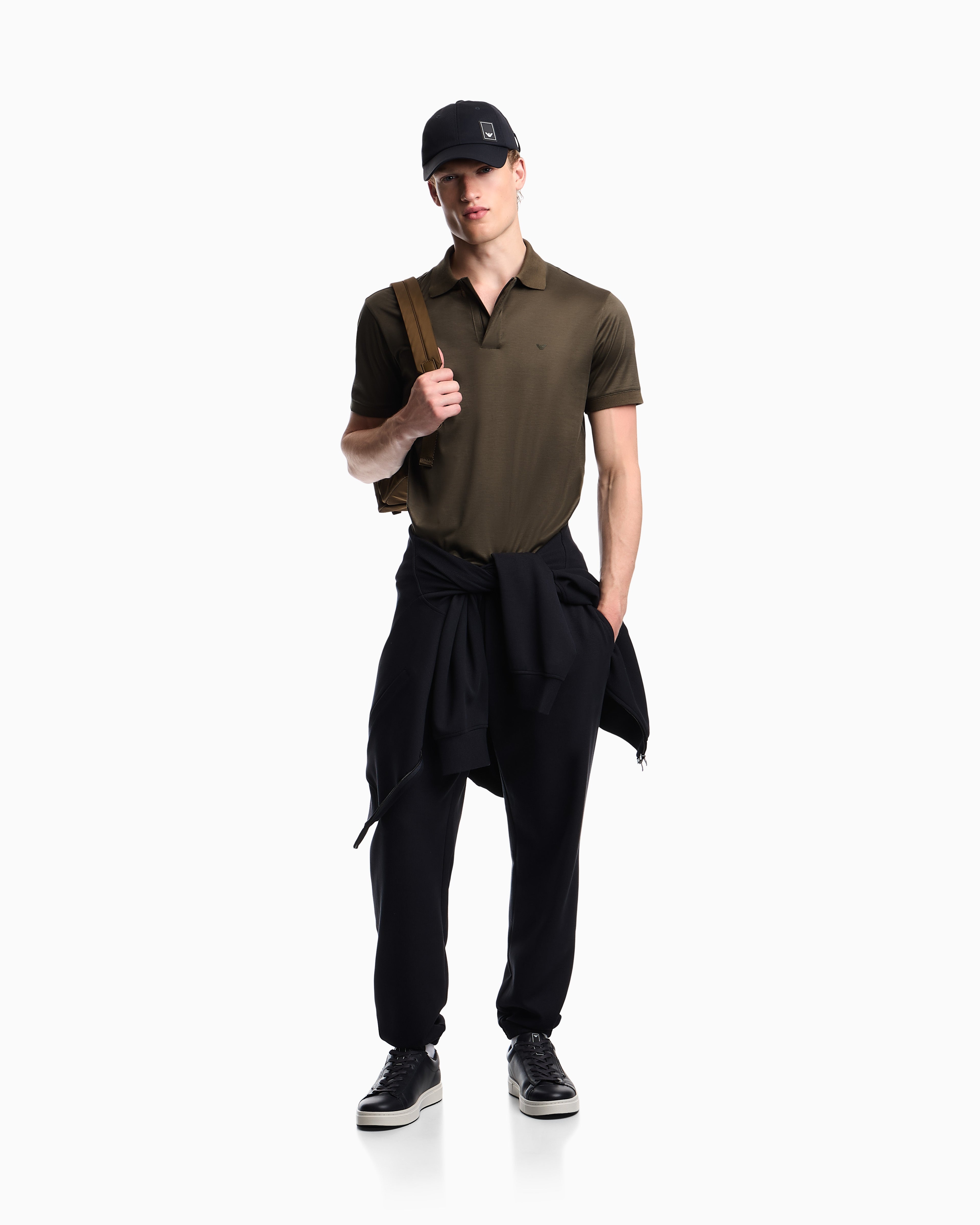 Emporio Armani Travel Essential Lyocell-blend jersey polo shirt