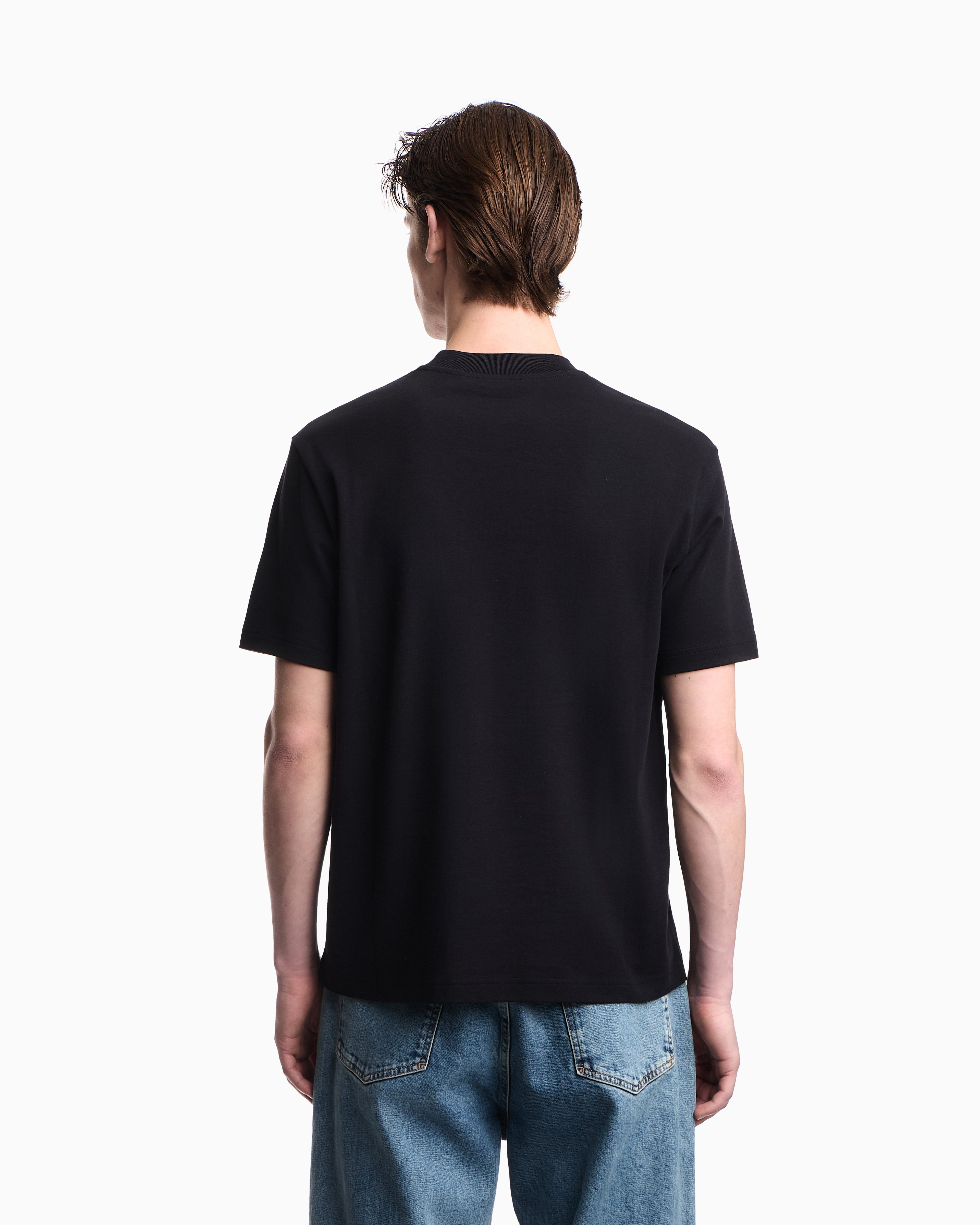 Emporio Armani Jersey t-shirt in interlock cotton with logo Capsule Icon