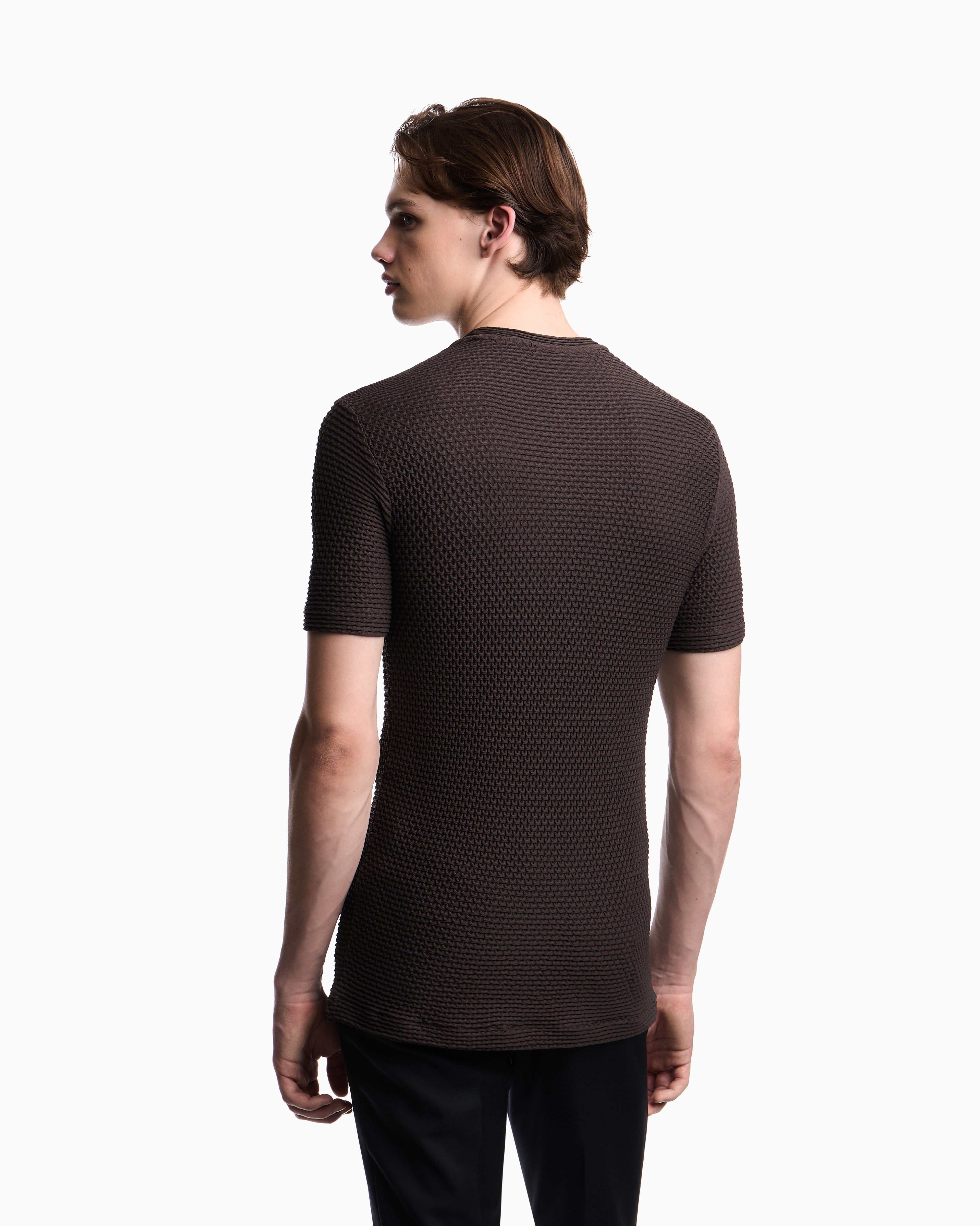 Emporio Armani T-shirt in embossed two-way stretch jersey
