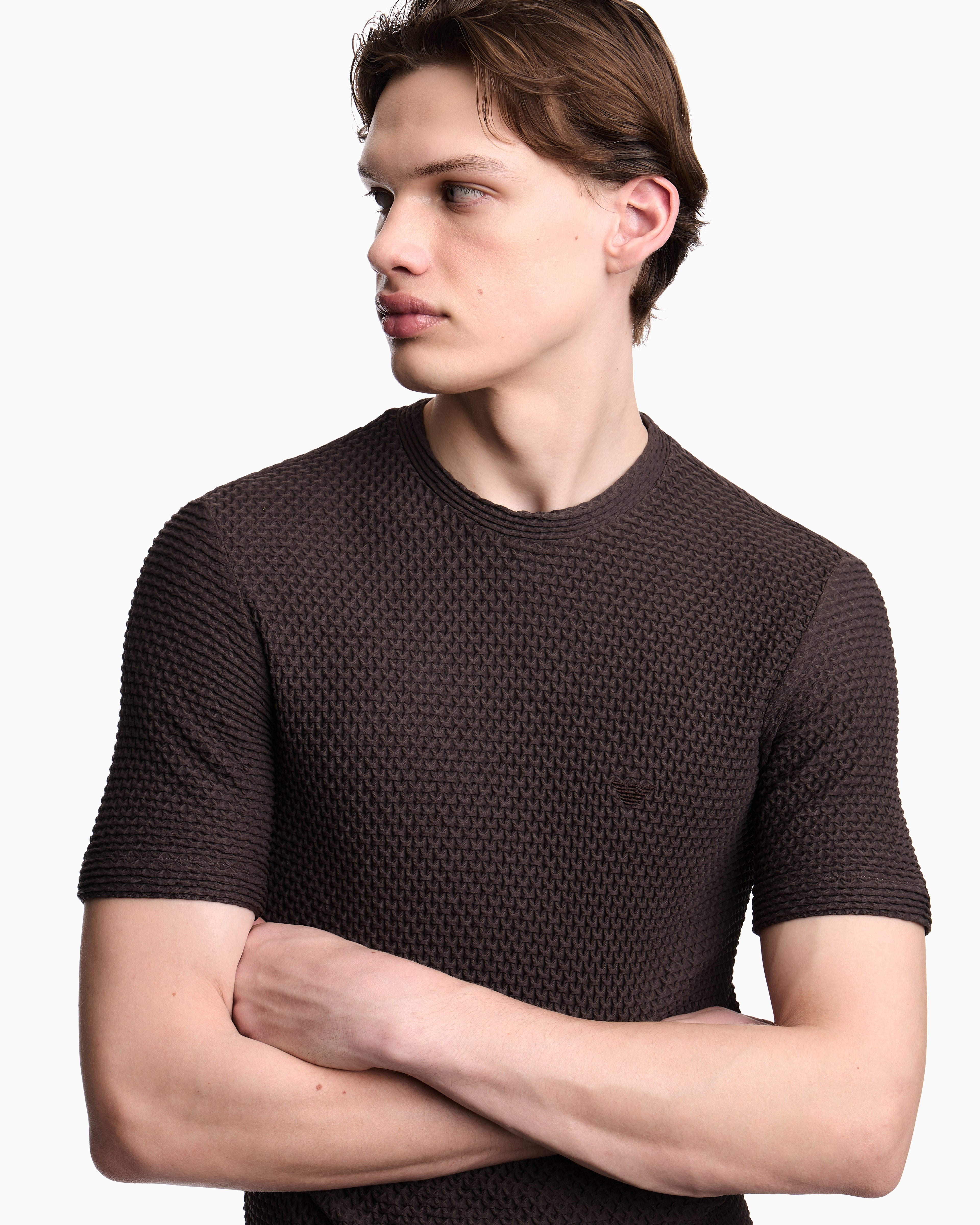 Emporio Armani T-shirt in embossed two-way stretch jersey