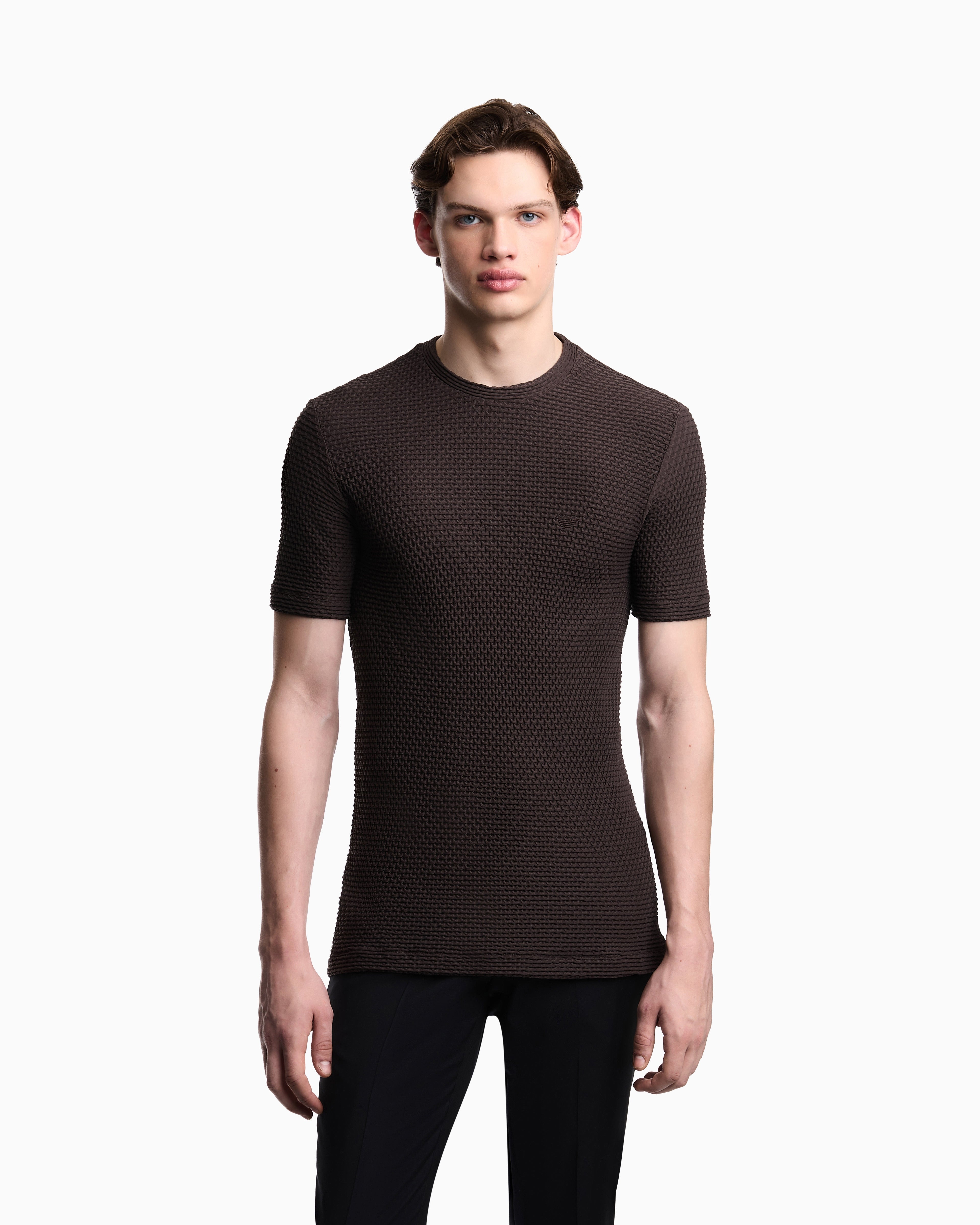 Emporio Armani T-shirt in embossed two-way stretch jersey