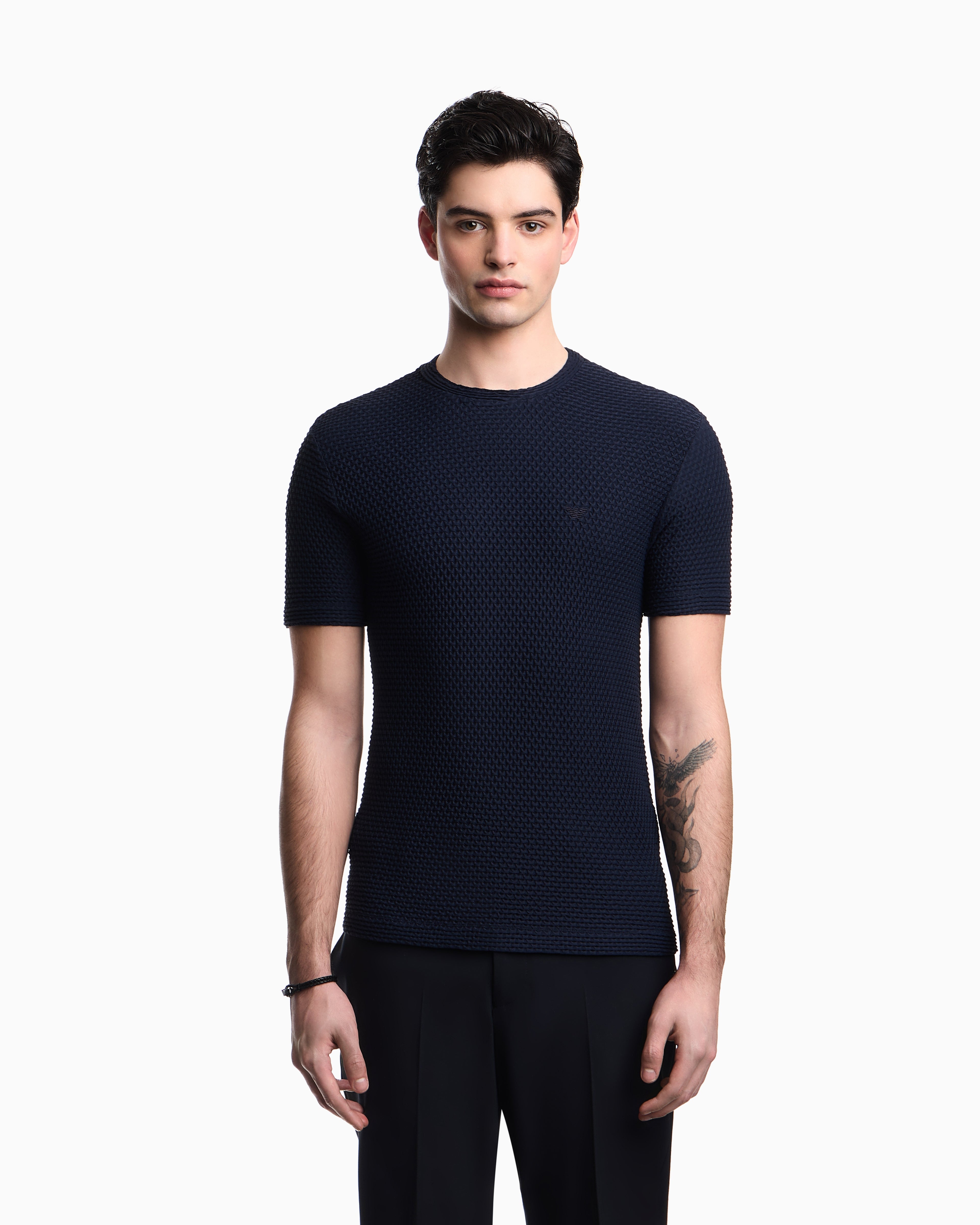 Emporio Armani T-shirt in embossed two-way stretch jersey