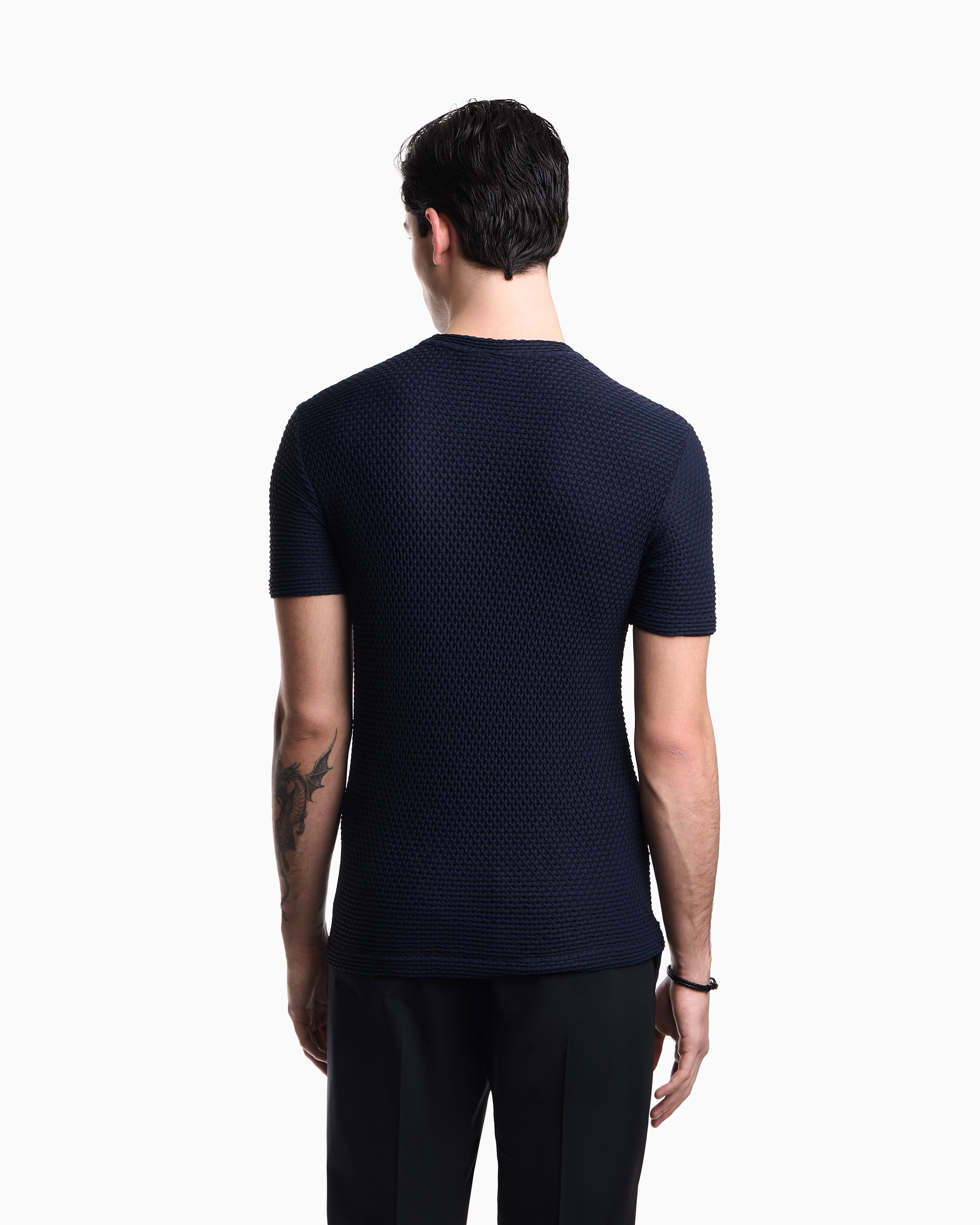 Emporio Armani T-shirt in embossed two-way stretch jersey
