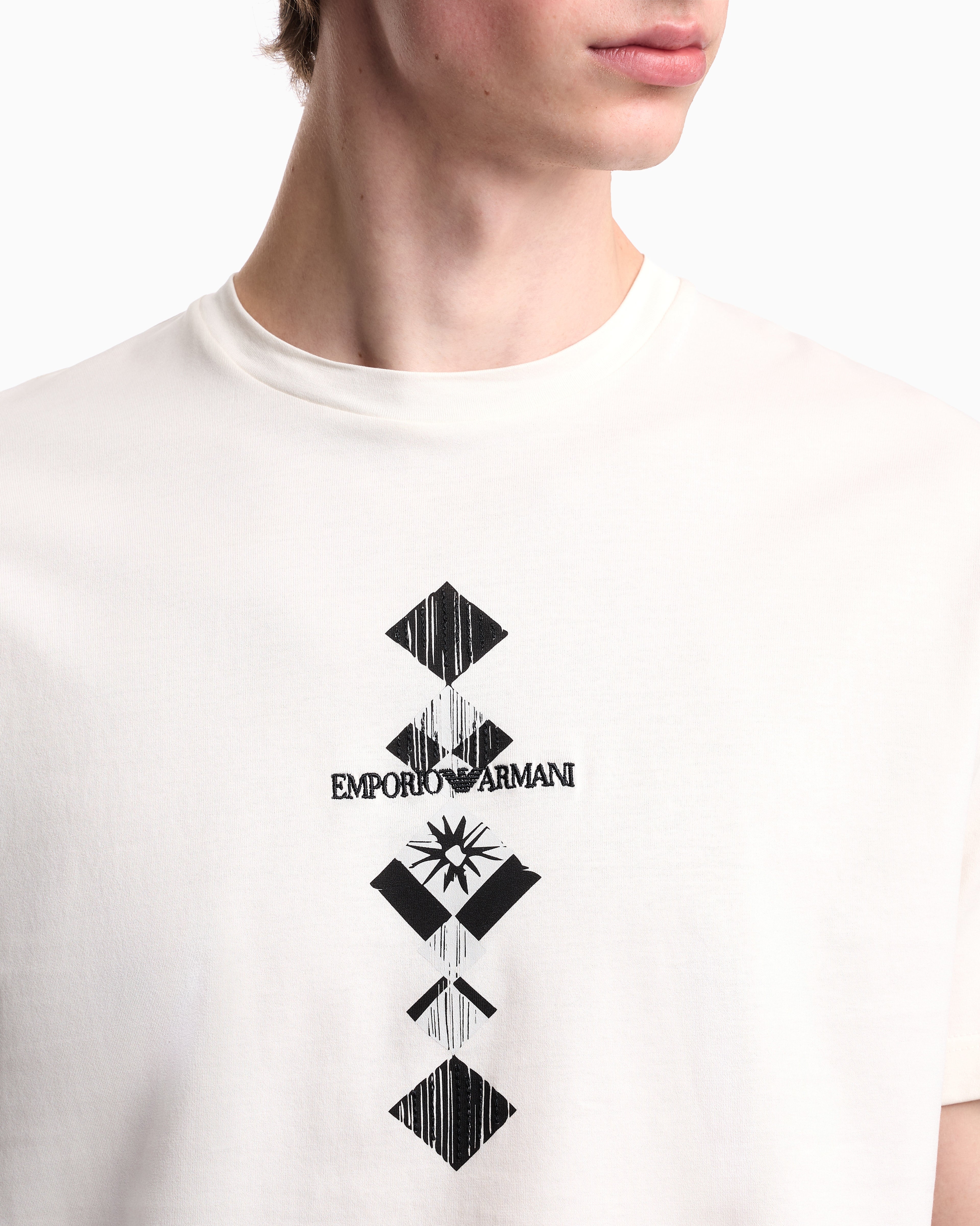 Emporio Armani Jersey T-shirt with tribal print