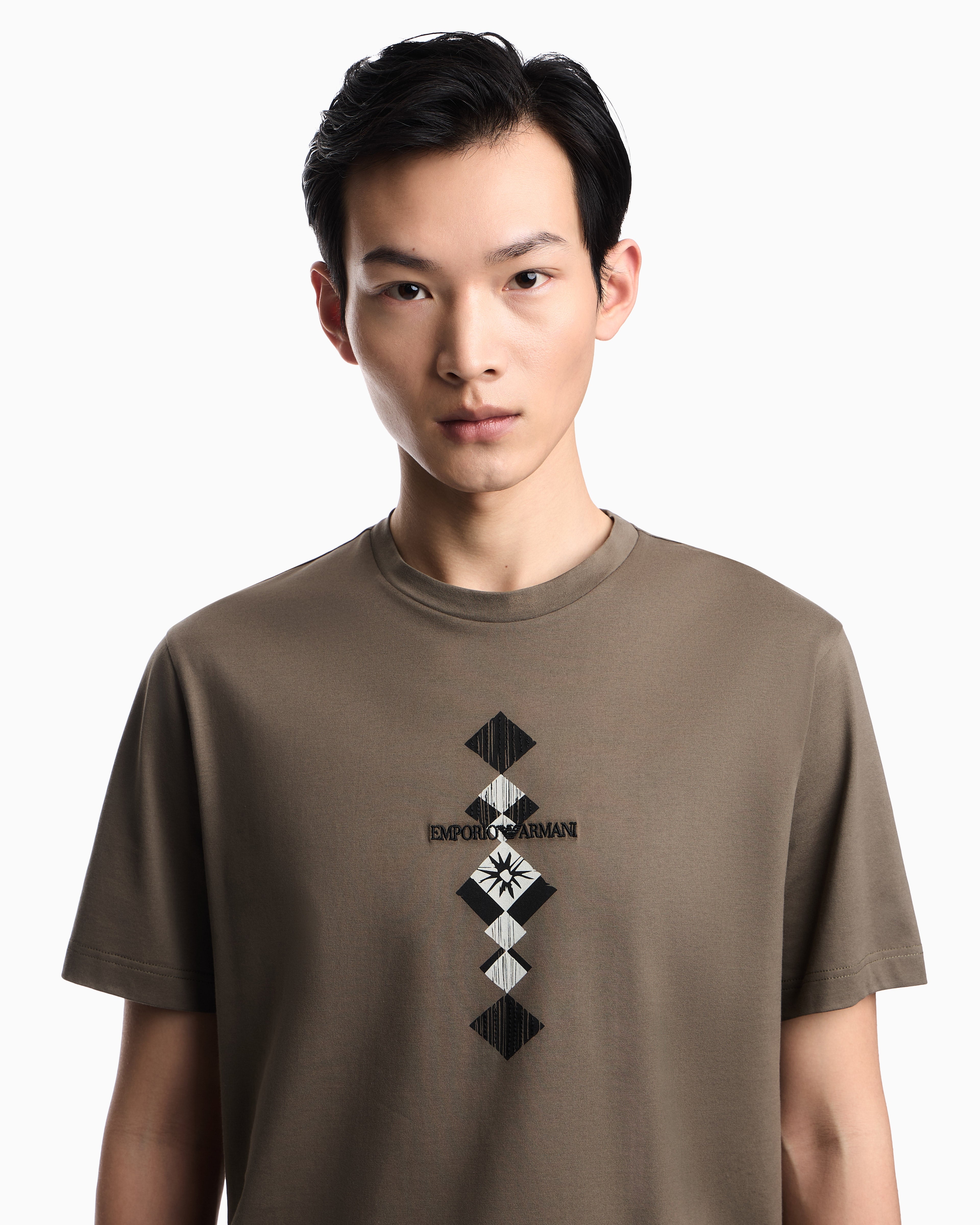 Emporio Armani Jersey T-shirt with tribal print