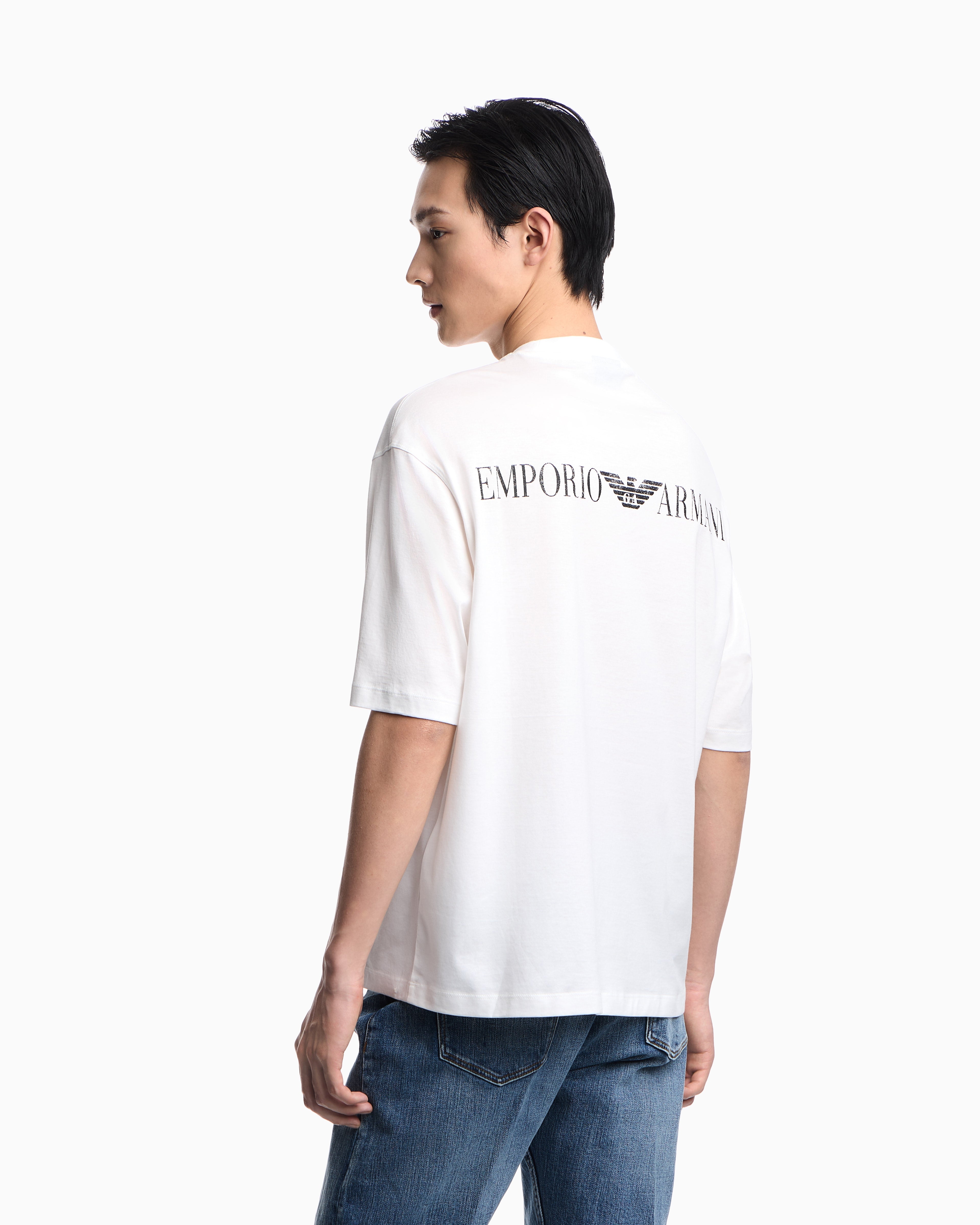Emporio Armani Oversized jersey T-shirt with used-effect logo print