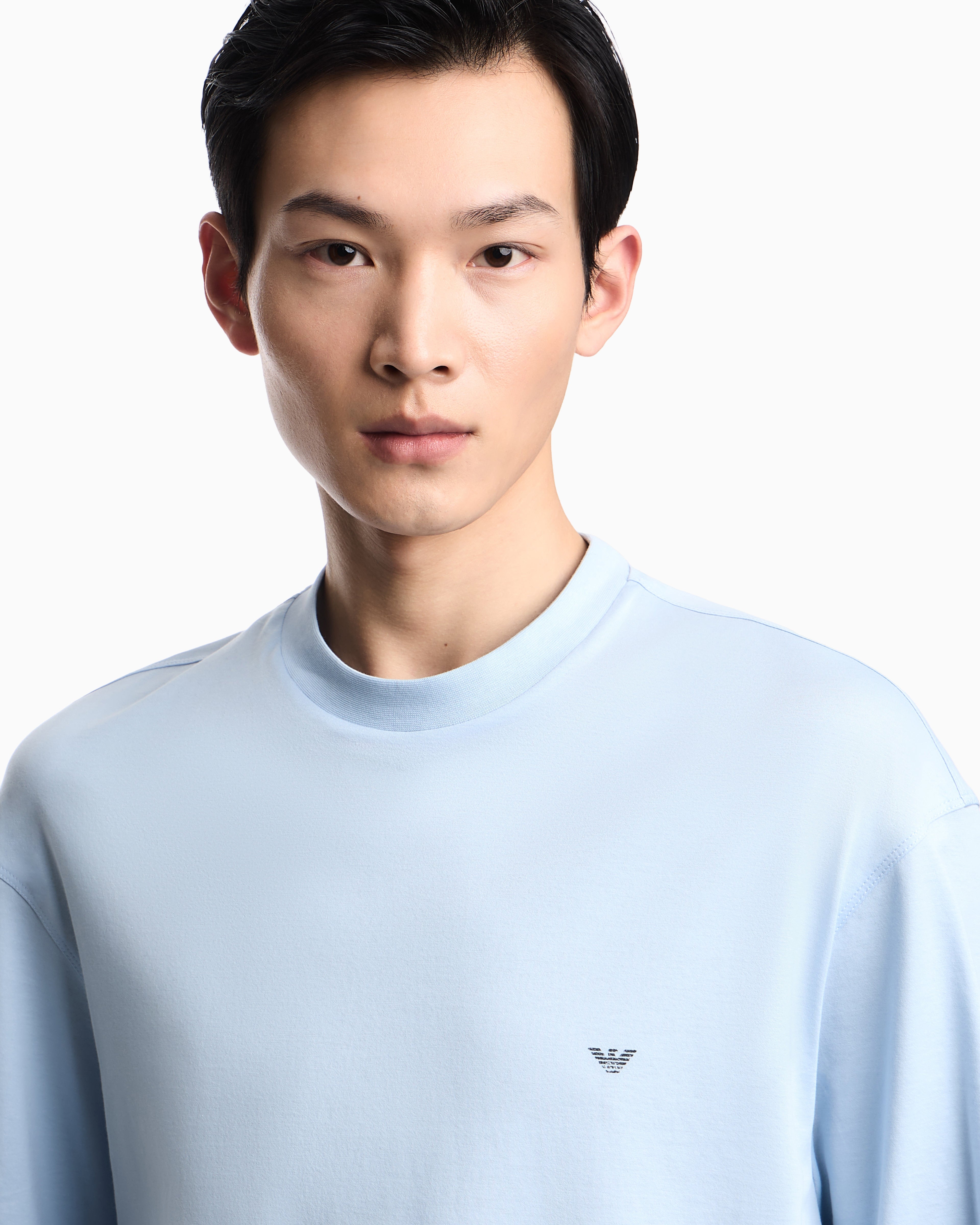 Emporio Armani Oversized jersey T-shirt with used-effect logo print