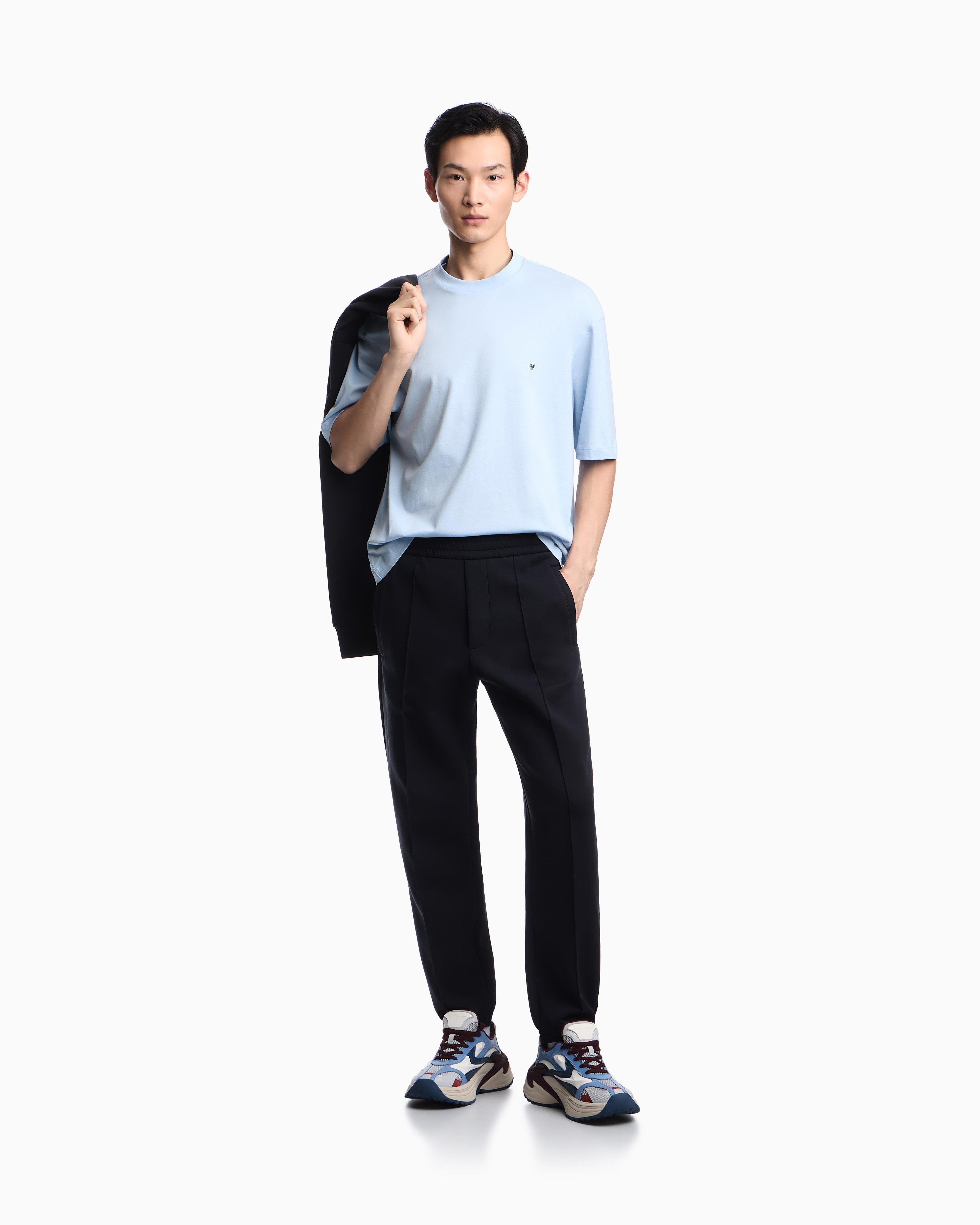 Emporio Armani Oversized jersey T-shirt with used-effect logo print
