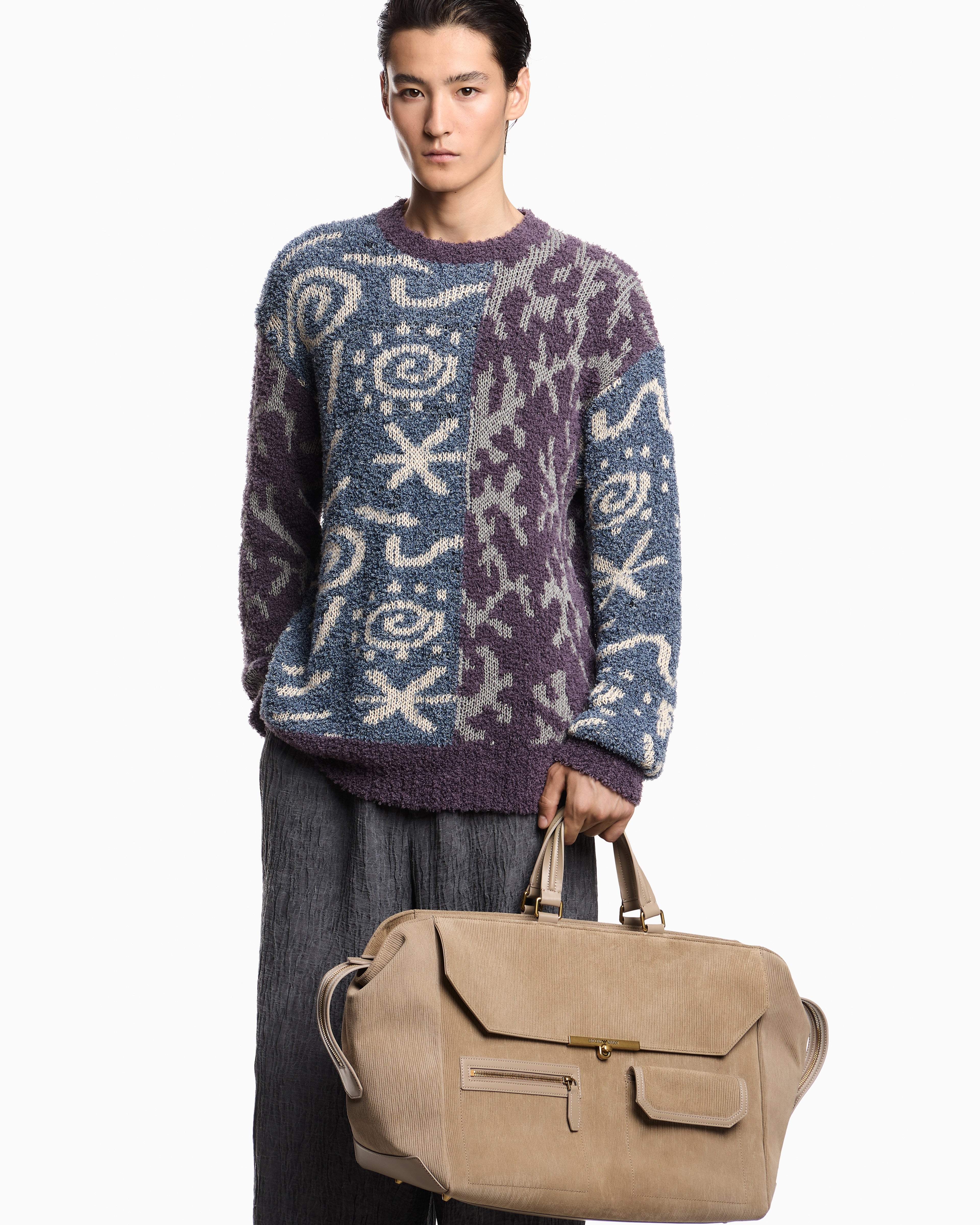 Emporio Armani oversized handbag in embossed suede