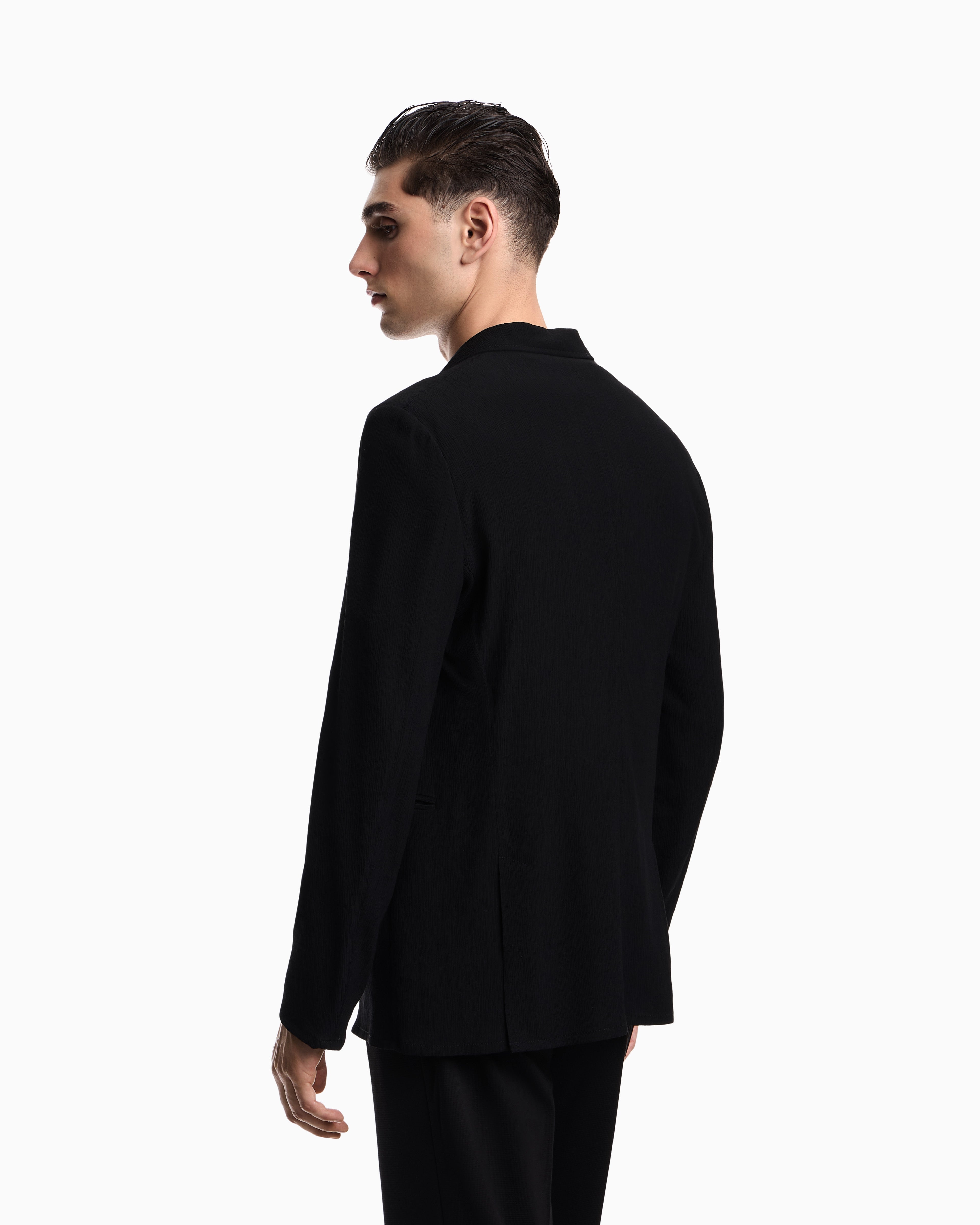 Emporio Armani Single-breasted jacket in 3D wrinkle-effect crêpe fabric