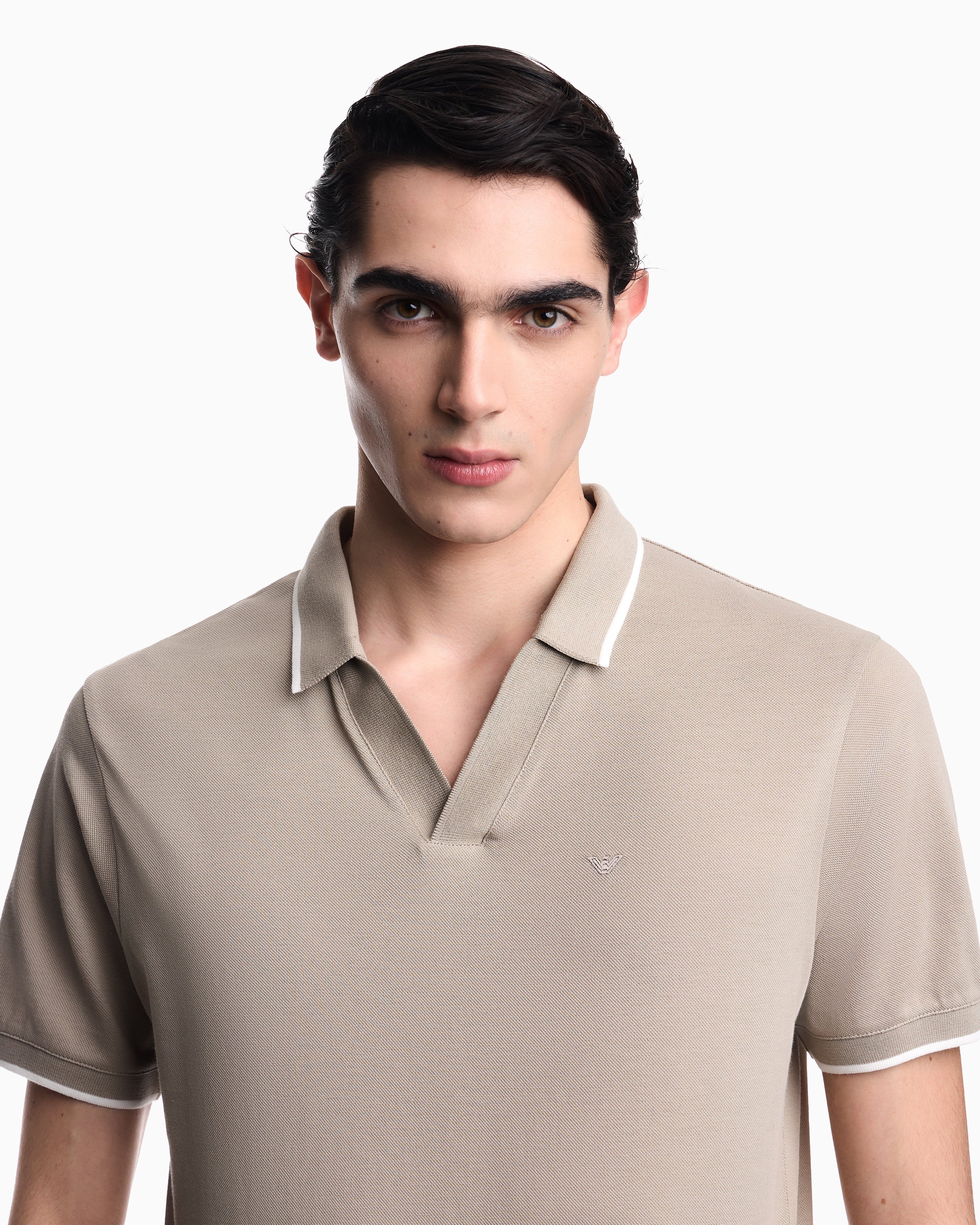 Emporio Armani V-neck piqué polo shirt