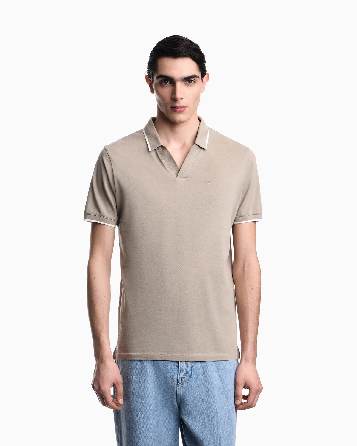 Emporio Armani V-neck piqué polo shirt