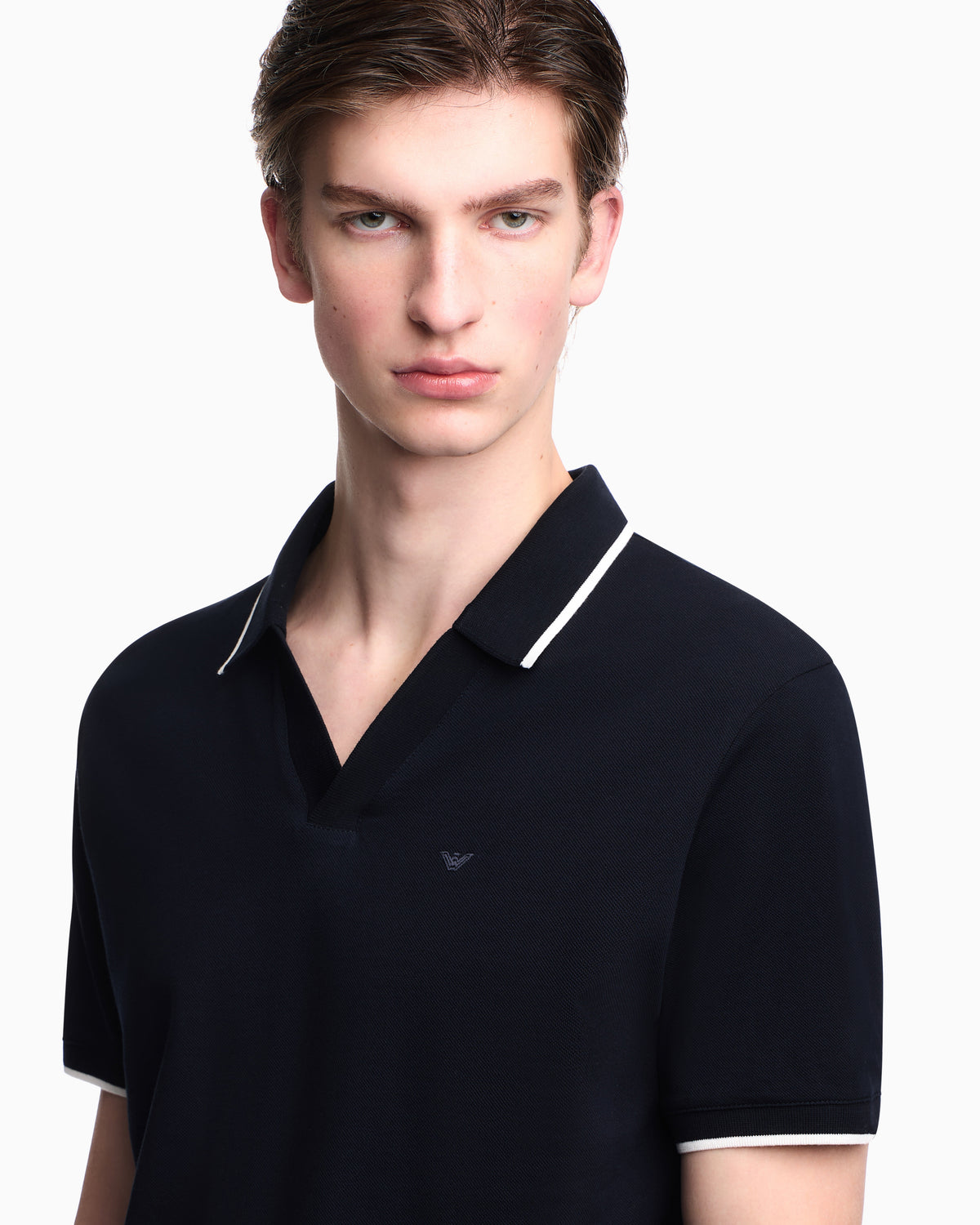 Emporio Armani V-neck piqué polo shirt